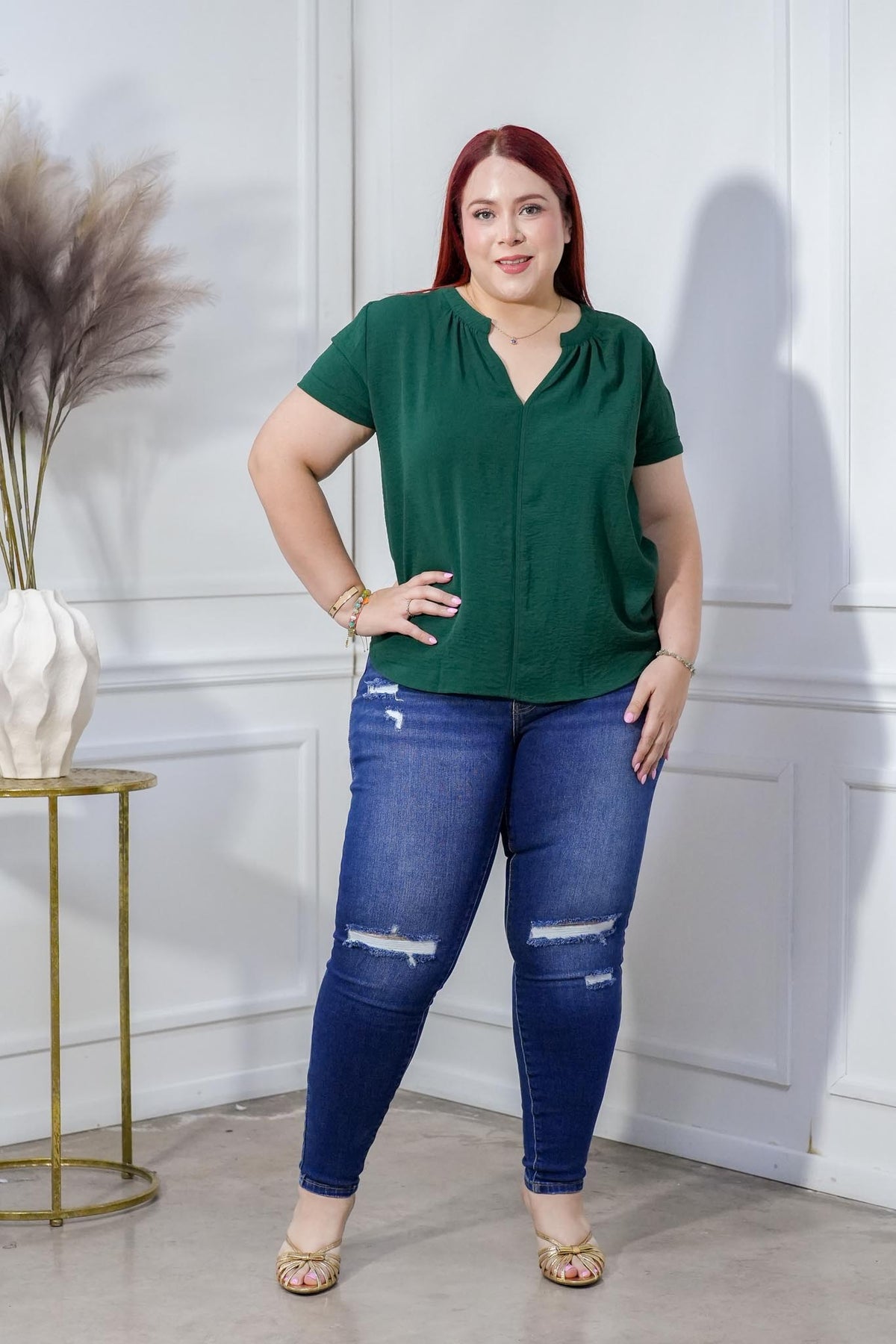 Blusa Curvy Cuello V Verde