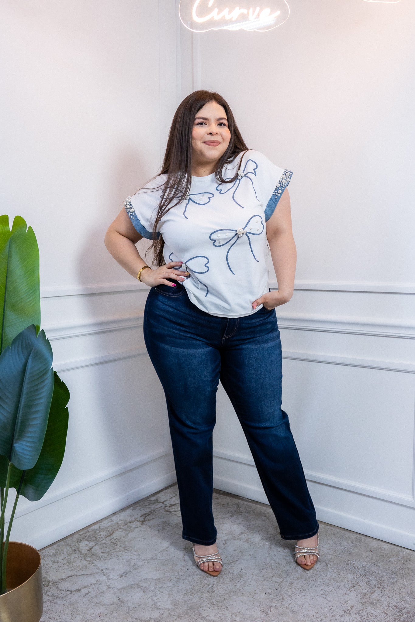 Jeans Curvy Skinny Liso Oscuro Stretch Estiliza Silueta