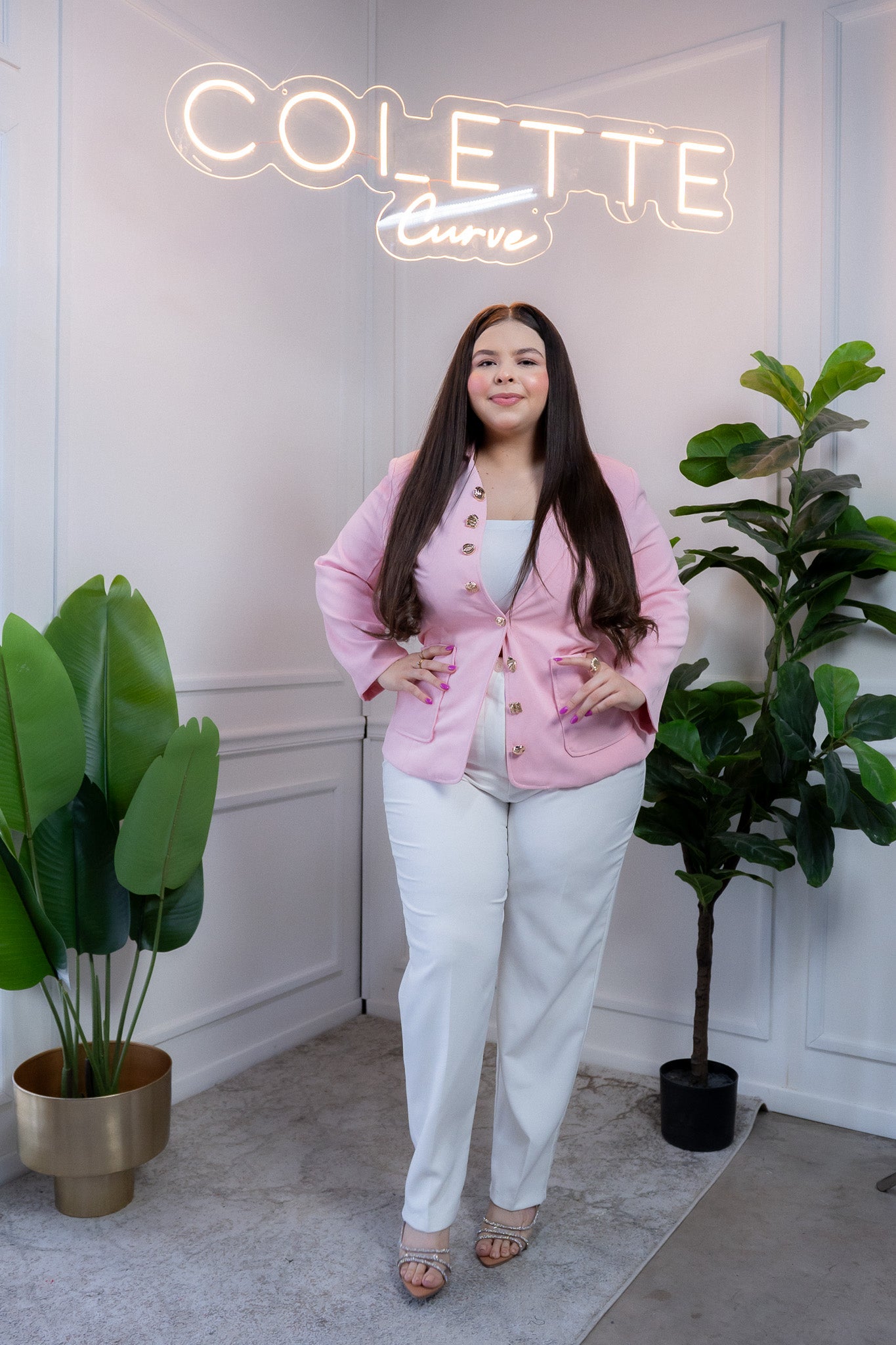 Pantalón de Vestir Blanco Curvy Tiro Alto con Pinzas Estilo Sastre