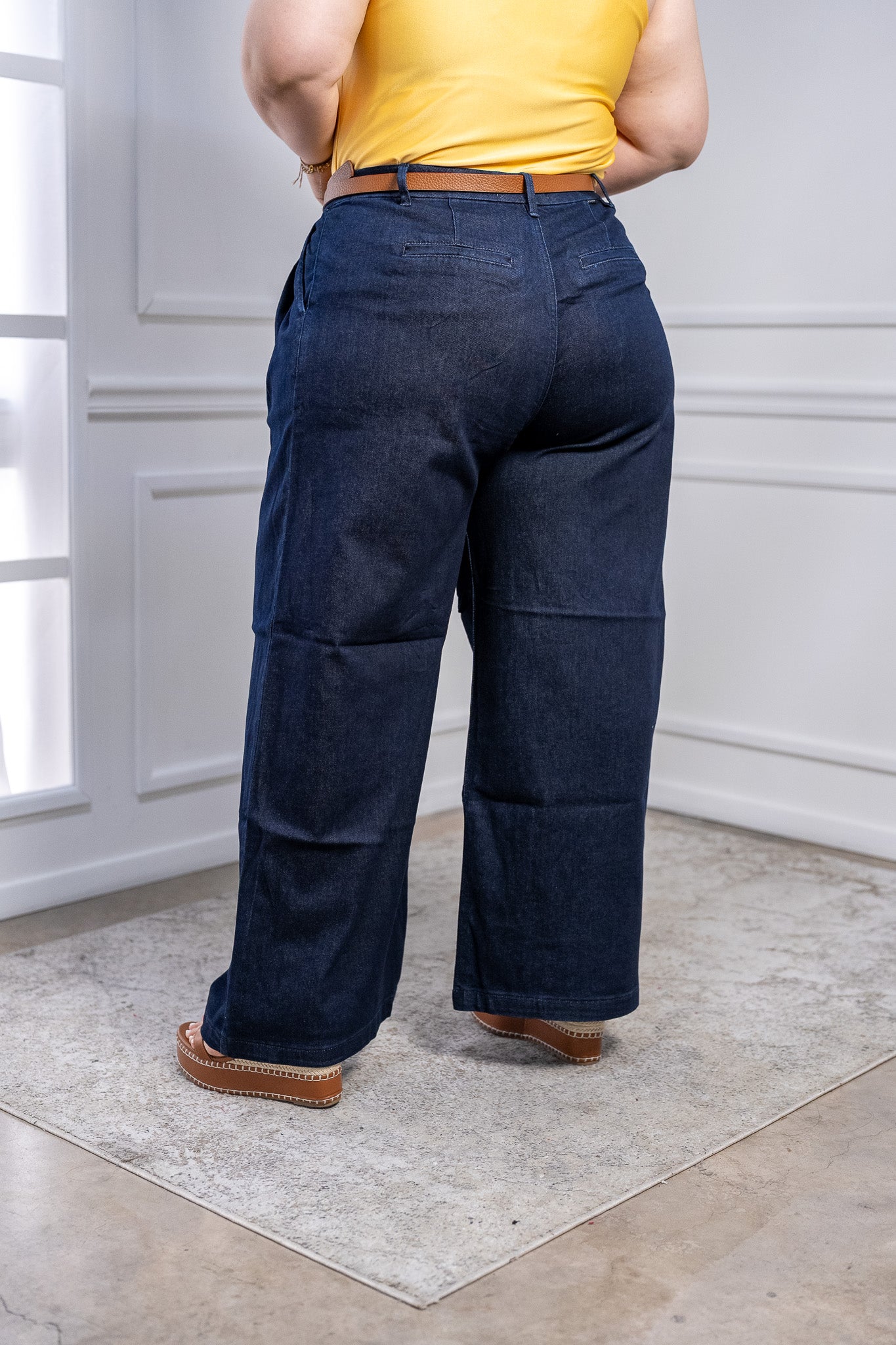Pantalón Wide Leg Curvy de Mezclilla con Pinzas | Denim de Pierna Ancha
