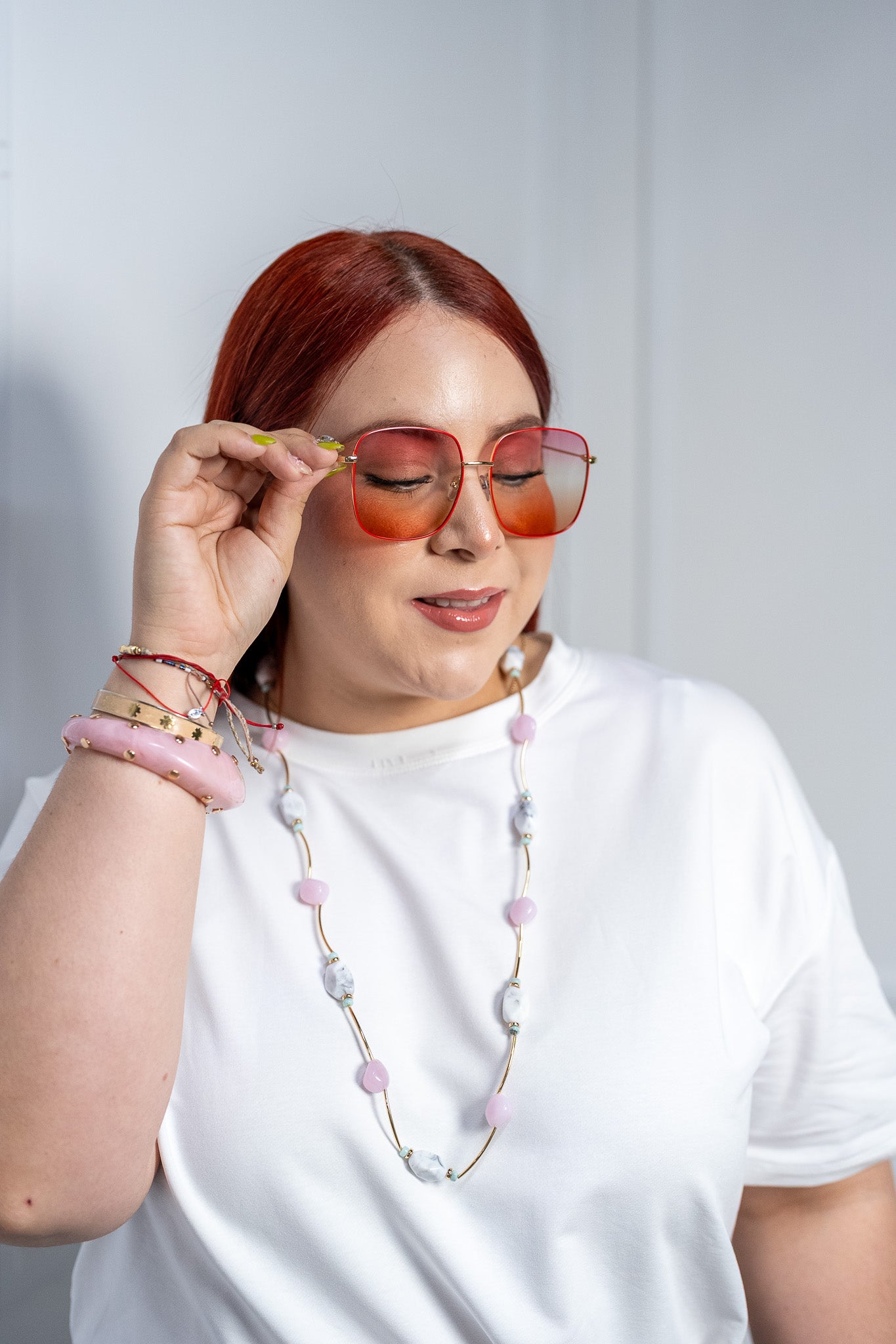 Lentes Sol Plus-Friendly Cuadrados Retro Durazno Confort