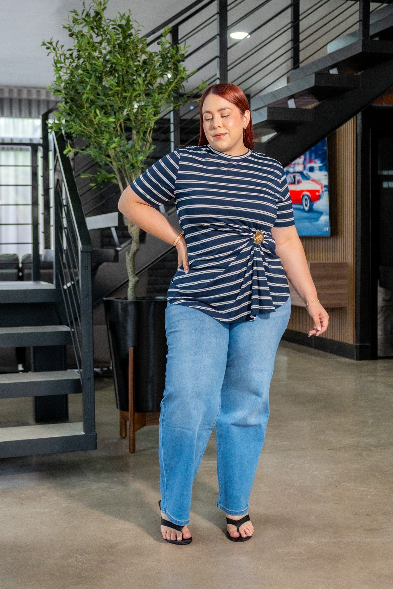 Jeans Curvy High Rise Wide Leg Roto Claro