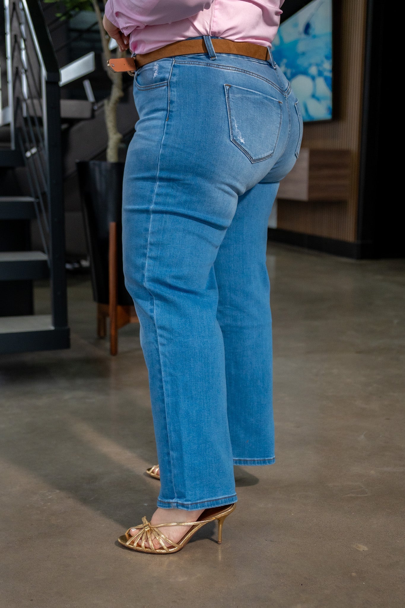 Jeans Curvy High Rise Wide Leg Roto Claro