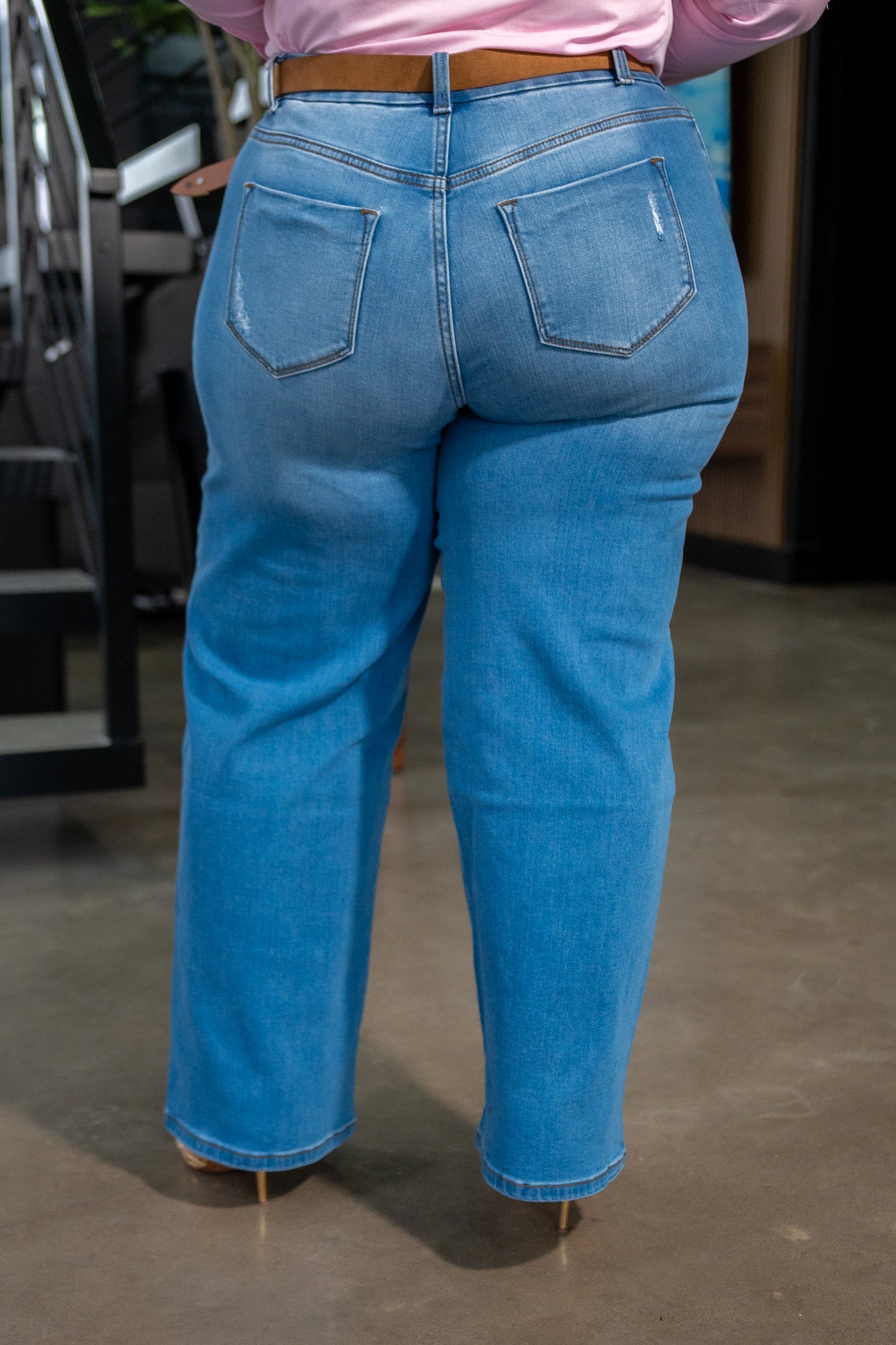Jeans Curvy High Rise Wide Leg Roto Claro