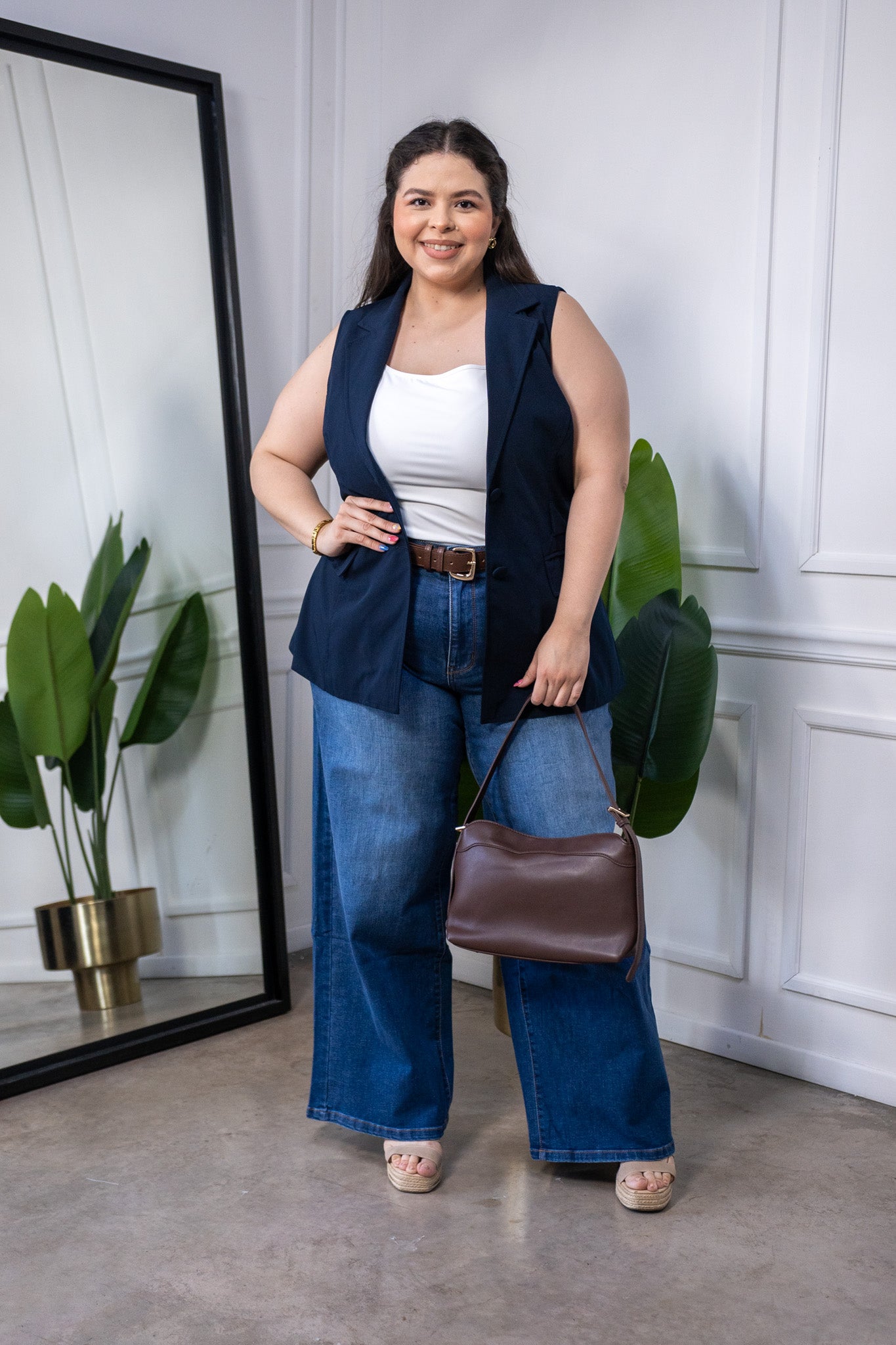 Jeans Curvy Baggy Liso Oscuro