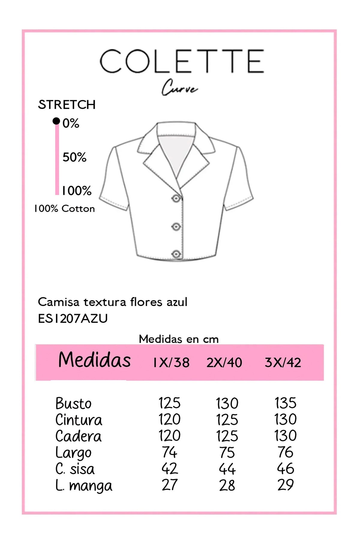 Camisa Curvy Flores en Relieve Azul Claro