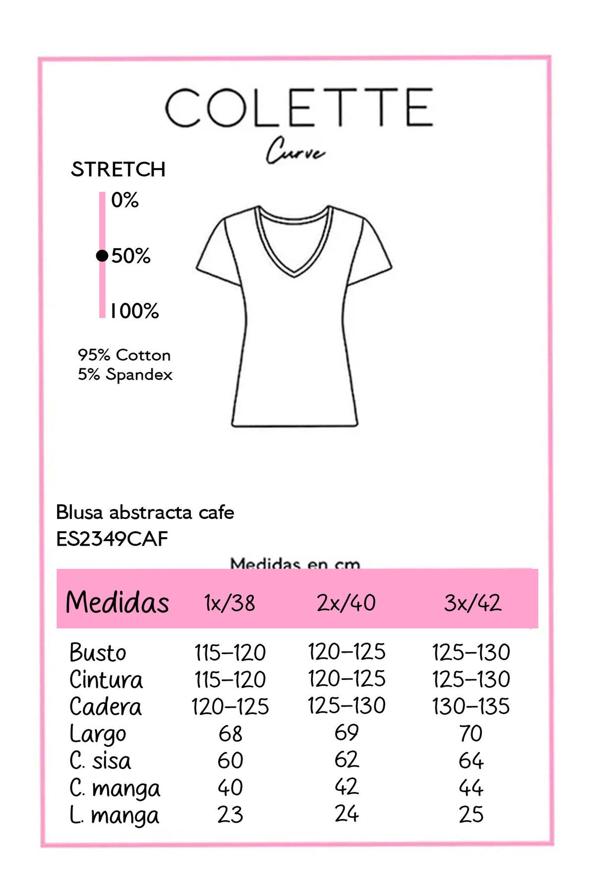 Blusa Cuello Redondo Estampado Abstracto Curvy Café