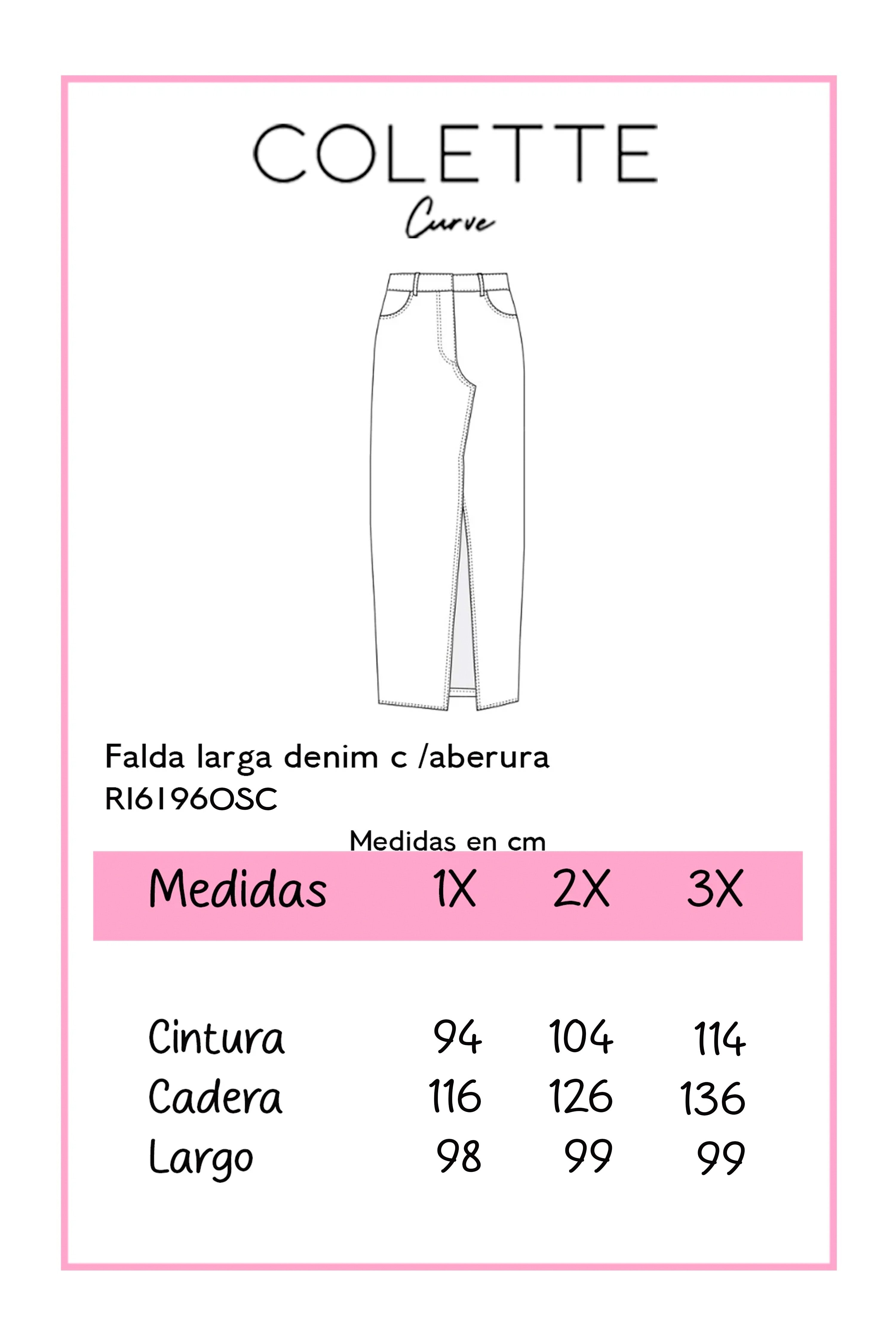 Falda larga denim c/abertura