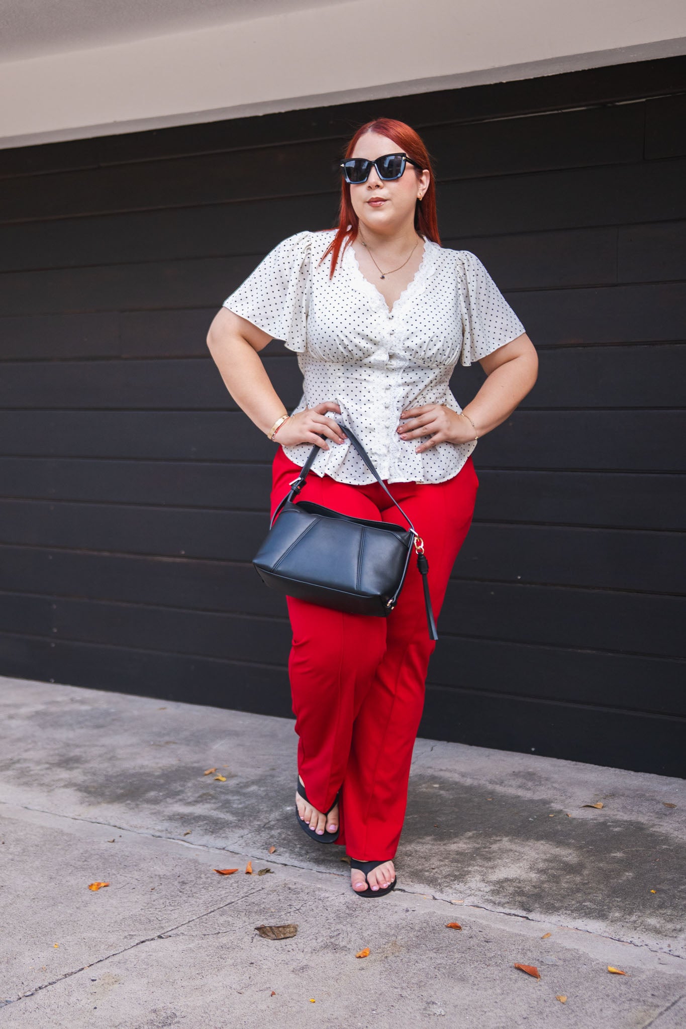 Blusa Cuello V Polka Curvy Blanca