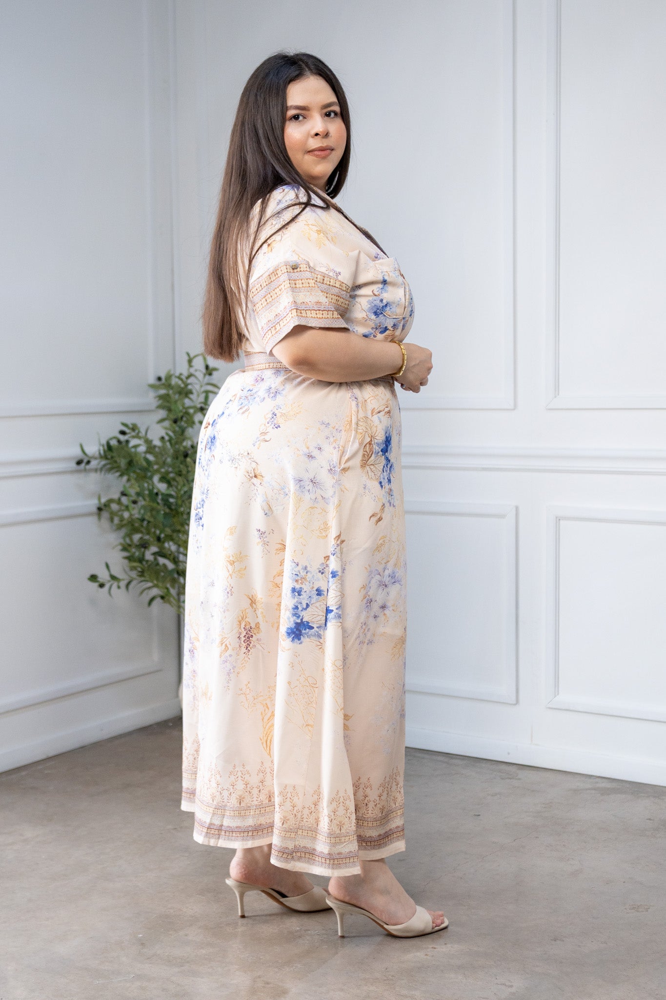 Maxi Vestido Camisero Curvy Estampado Floral