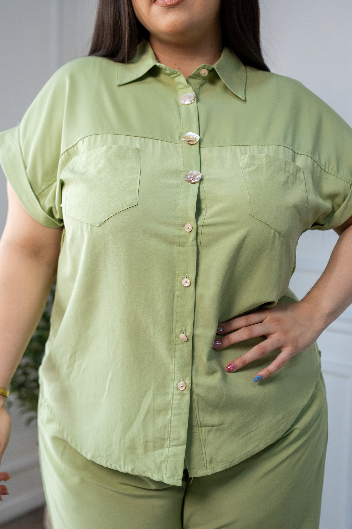 Set Camisa y Pantalón Curvy Verde
