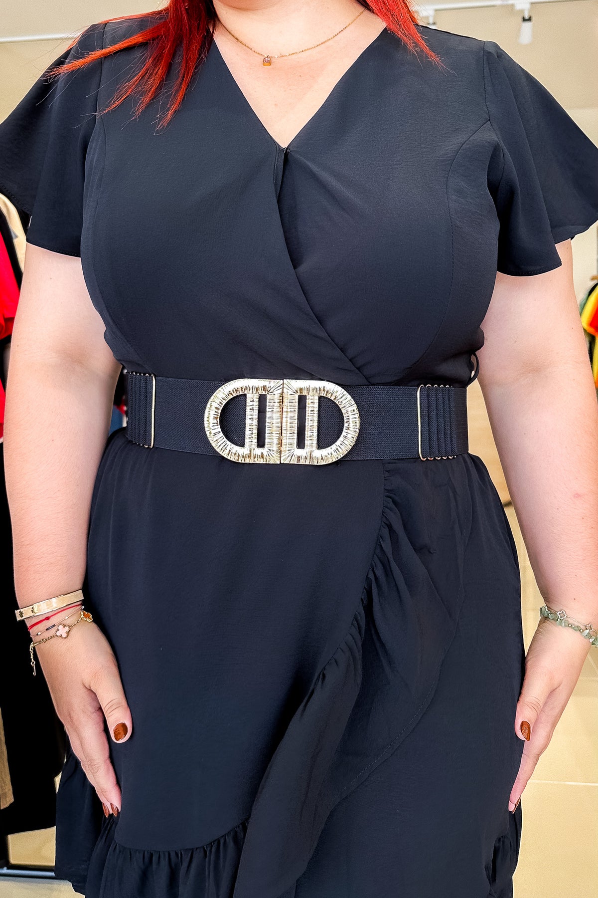 Vestido Curvy Cruzado Escote V Vuelo Negro
