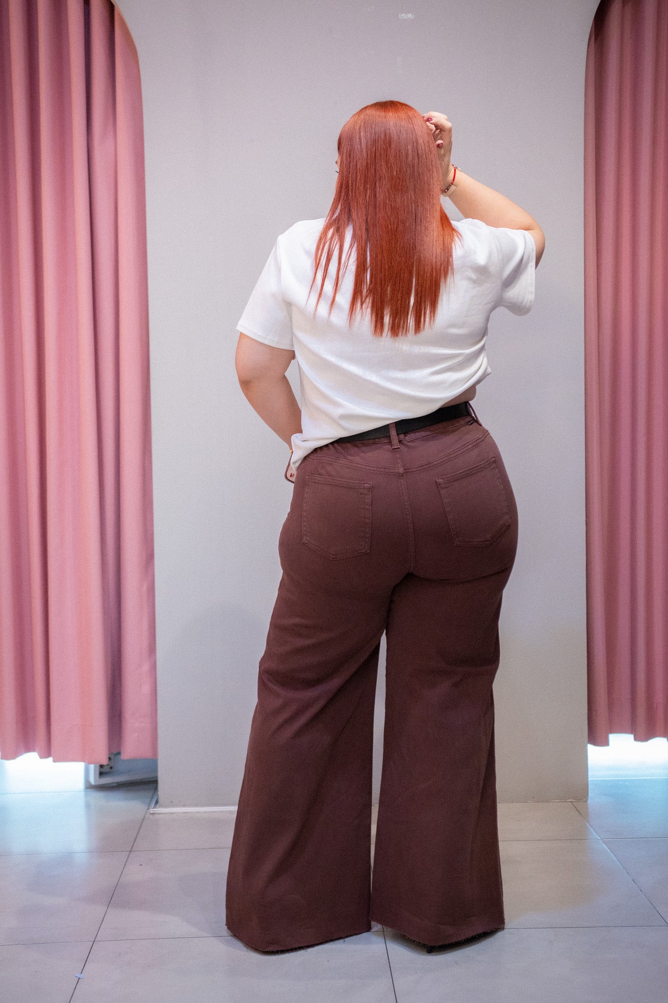 Jeans palazzo liso cafe