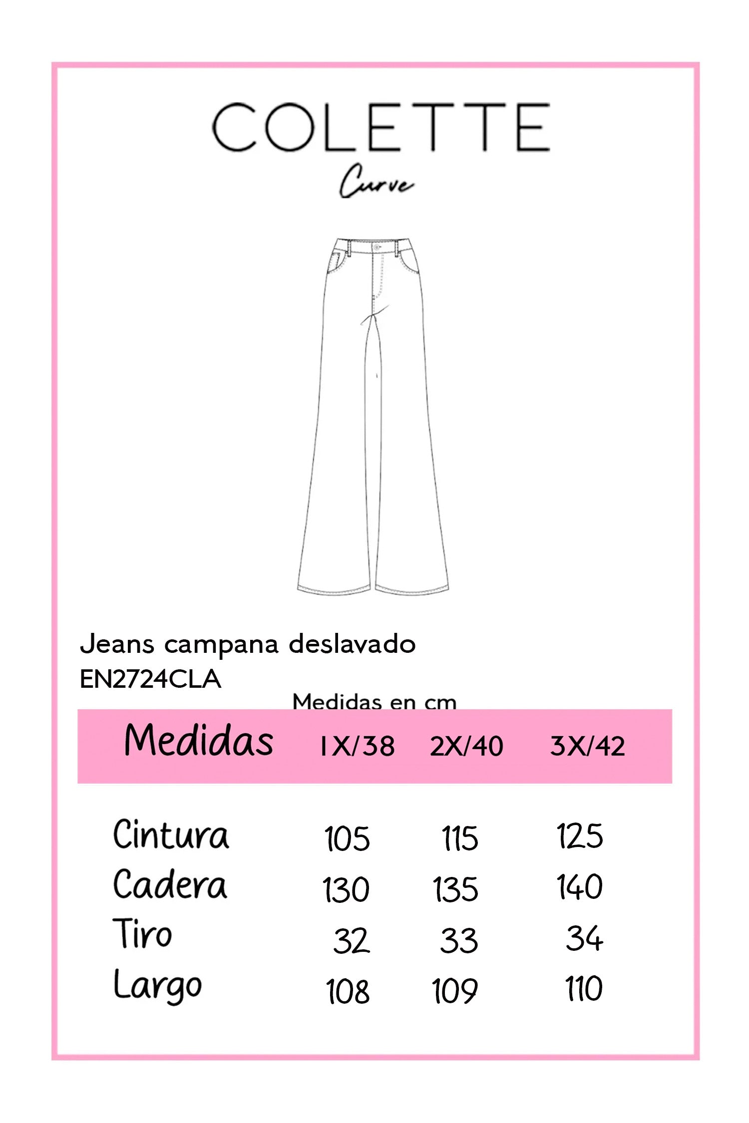 Jeans Curvy Mezclilla Stretch Campana Deslavado Claro Casual