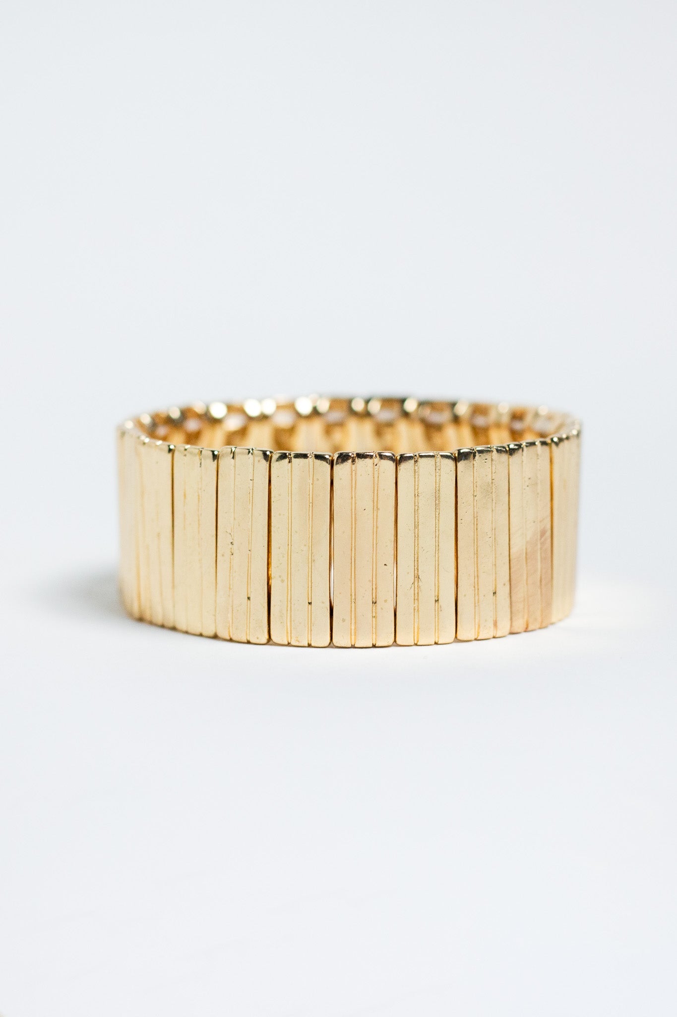 Pulsera Elastica Canalada Dorada