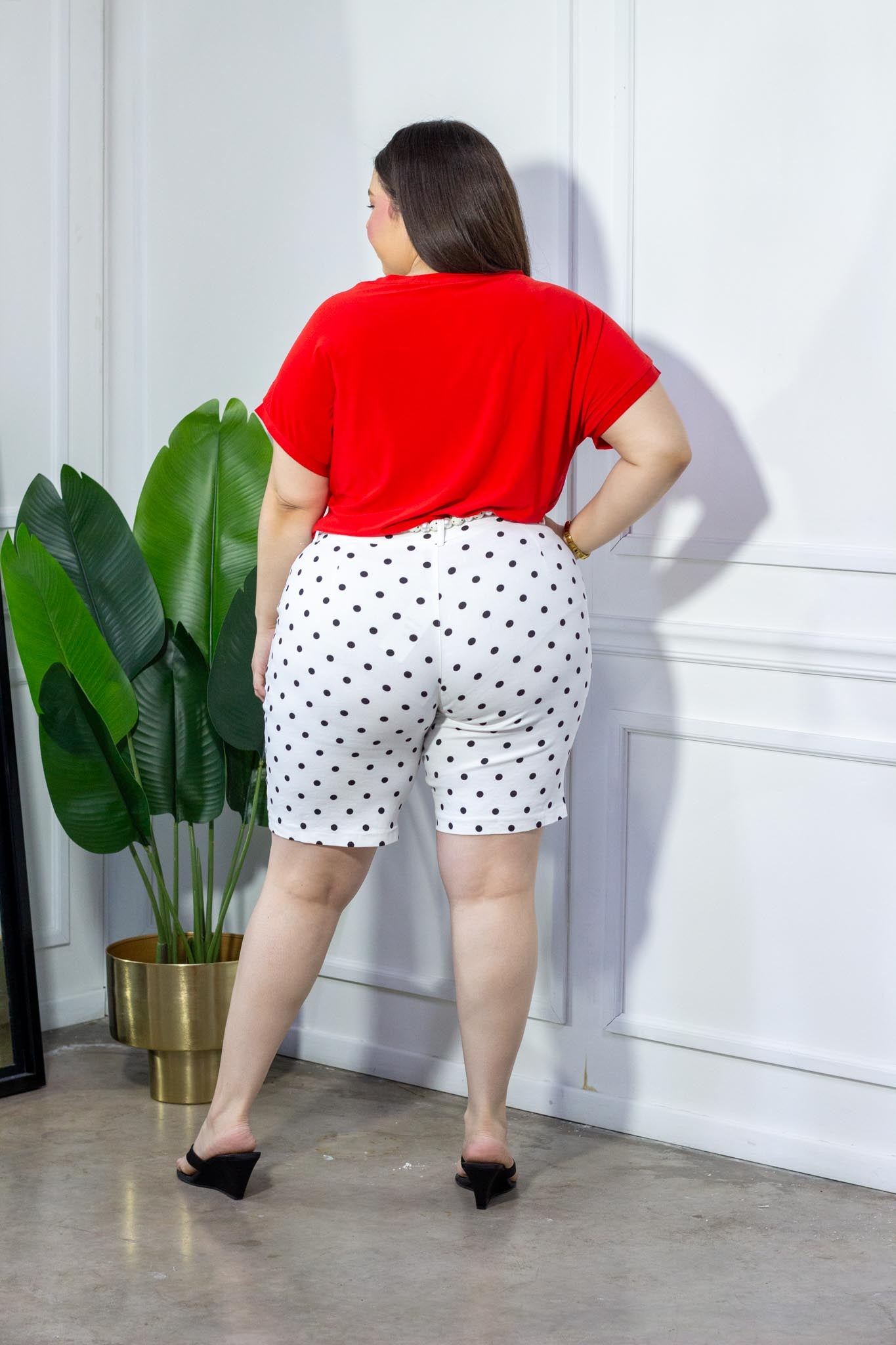 Bermuda Polka Dots Curvy Blanca/lazo y cuentas