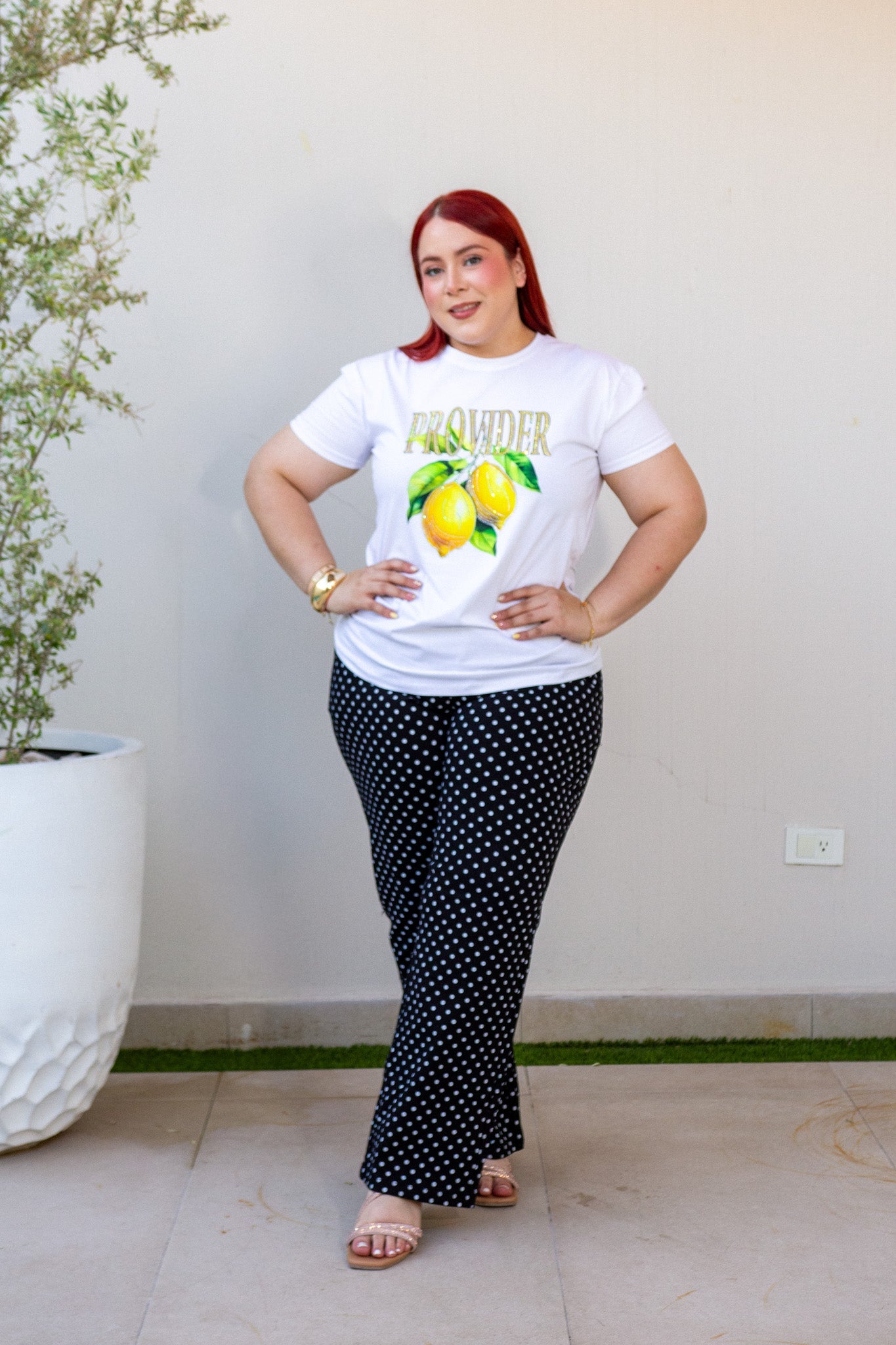 Playera Curvy Limones Blanca Tropical Casual Verano