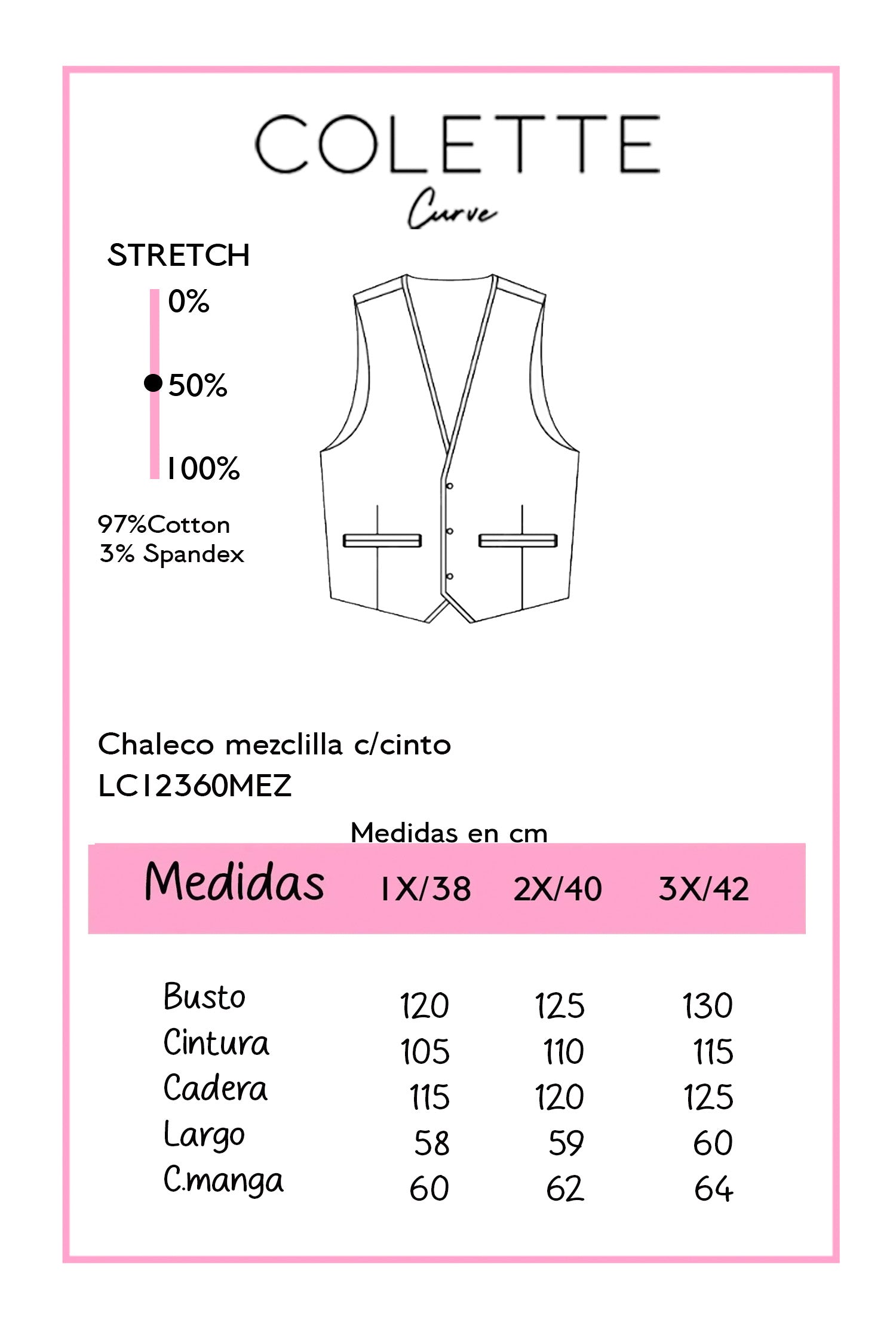 Chaleco Curvy Mezclilla con Cinto, Bolsas Frontales Denim