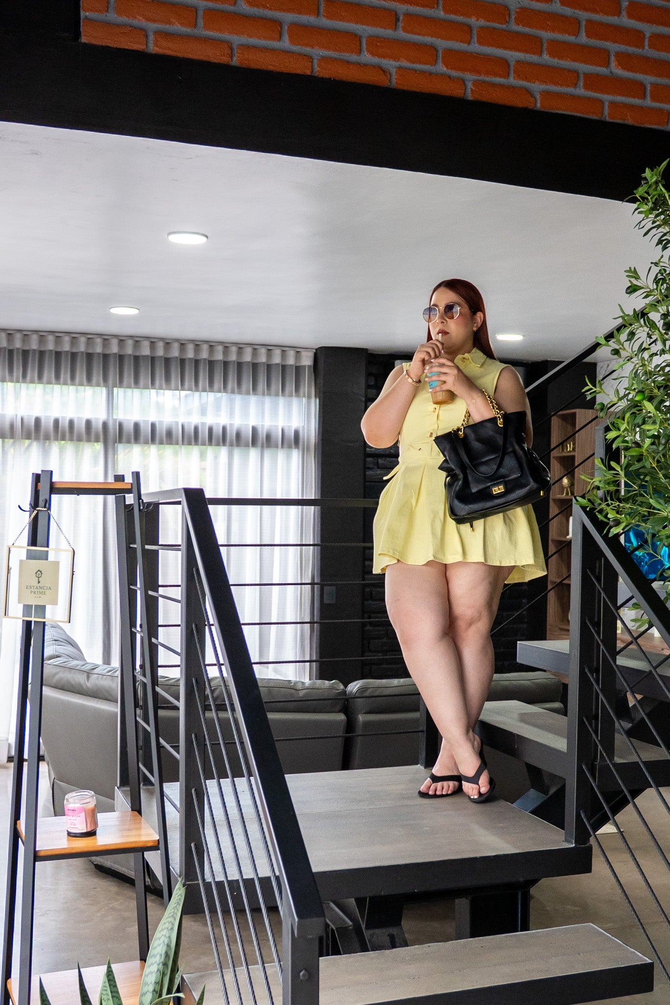 Vestido Corto Curvy Denim con Falda Voladita Amarillo