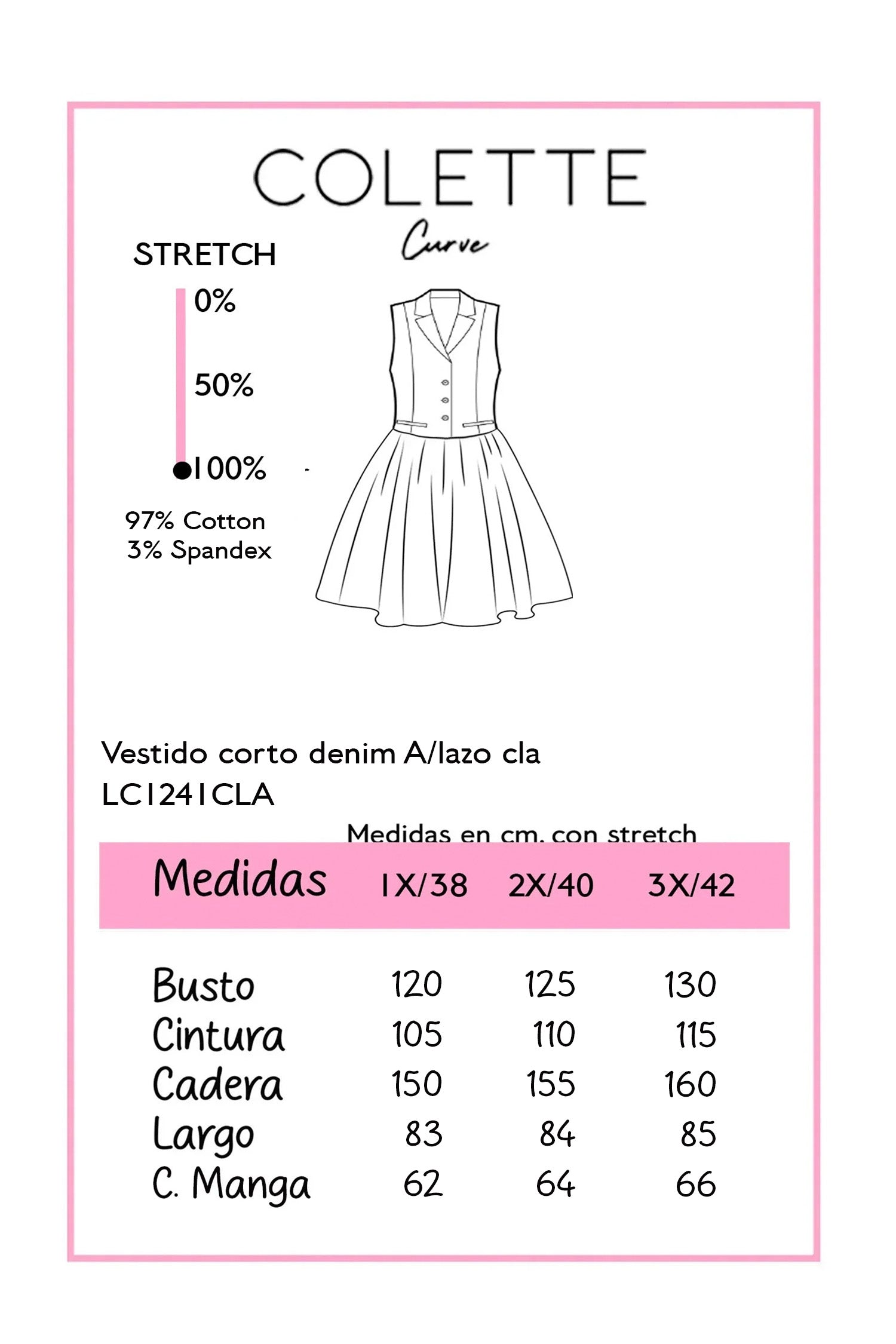 Vestido Corto Denim con Lazo Curvy Claro