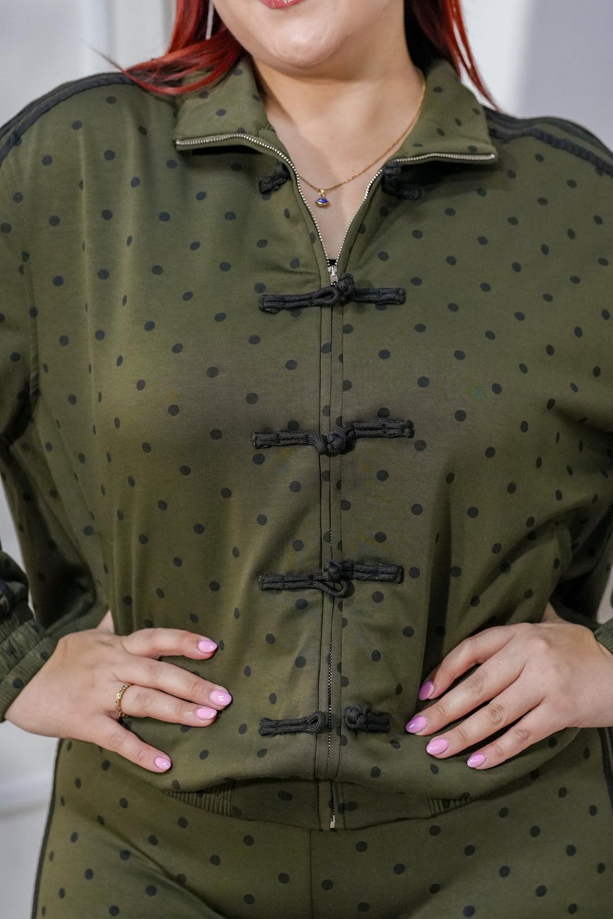 Set Curvy Camisa y Pantalón Polka Olivo