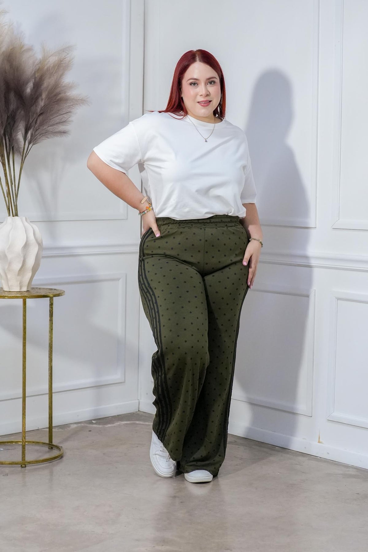 Set Curvy Camisa y Pantalón Polka Olivo