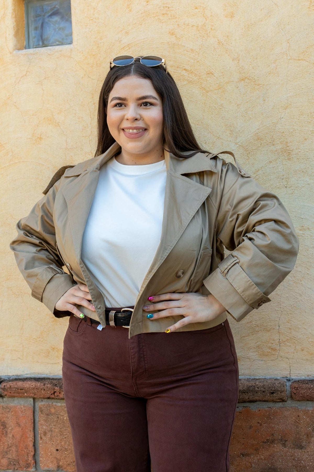 Jacket Curvy Crop Bolsas Beige