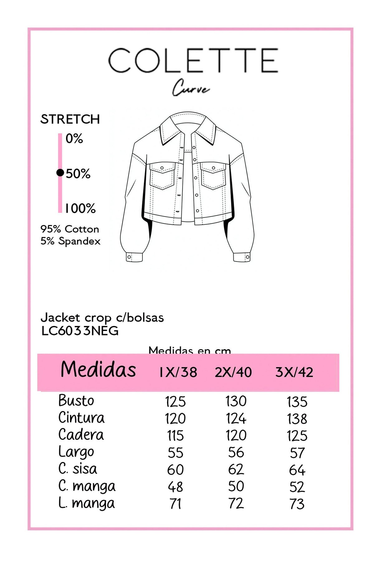 Chaqueta Crop Curvy Doble Botonadura Negra