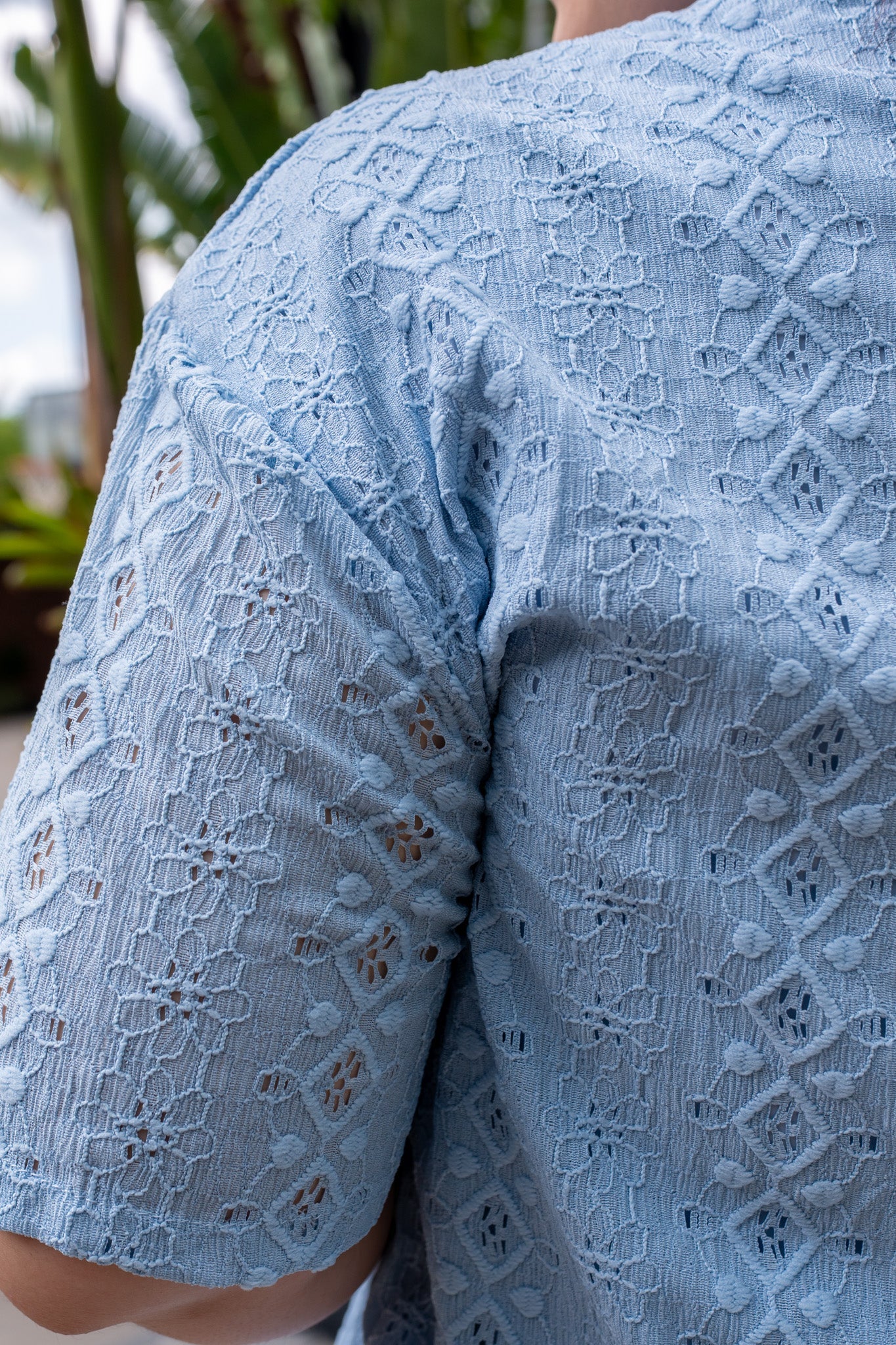 Set Blusa y Pantalon Curvy Algodon con Bordado Azul