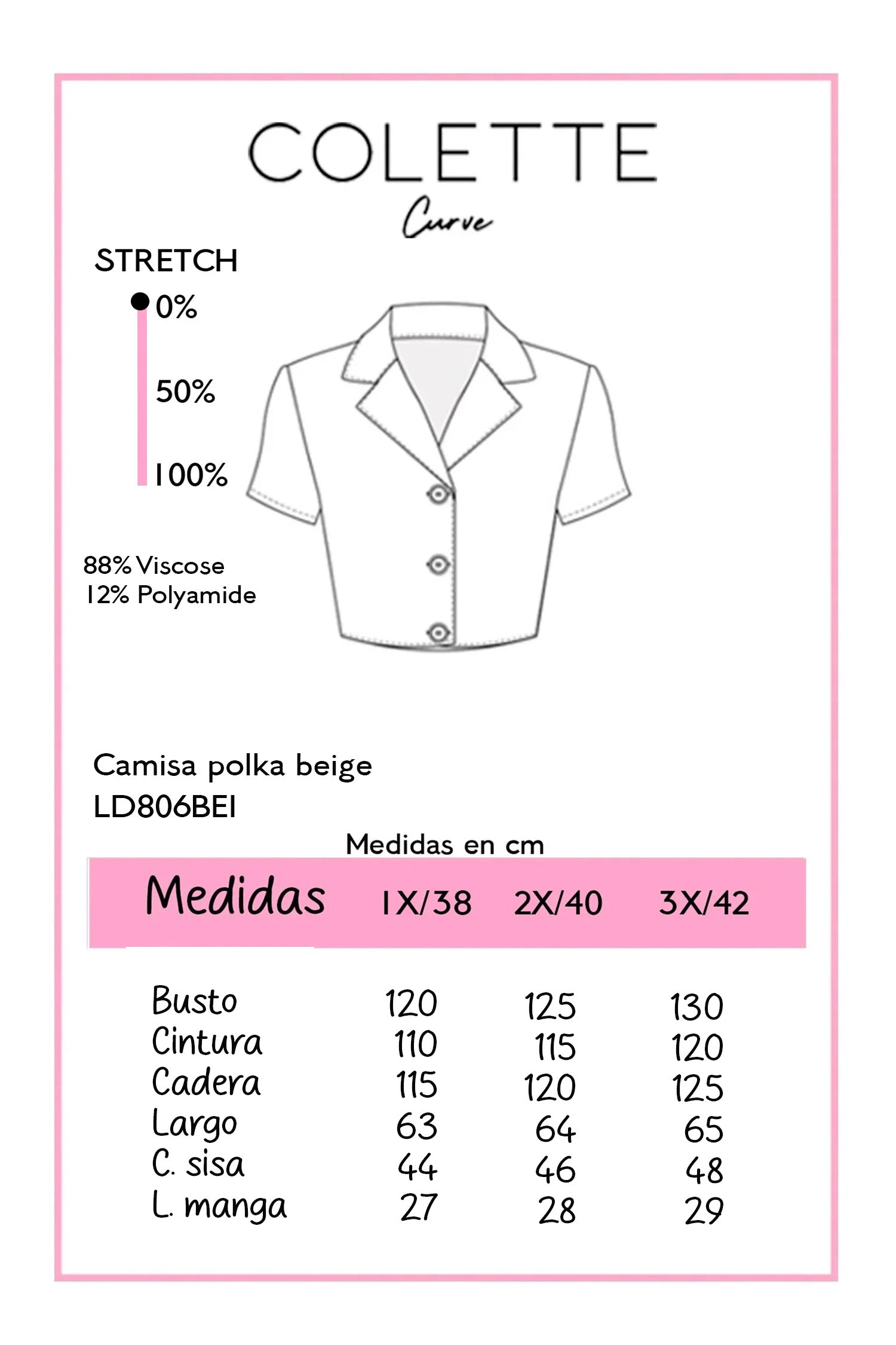 Camisa Polka dots Curvy Beige