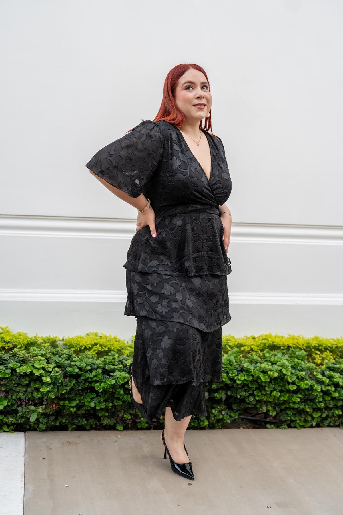 Vestido Curvy Holanes Textura Flores Negro
