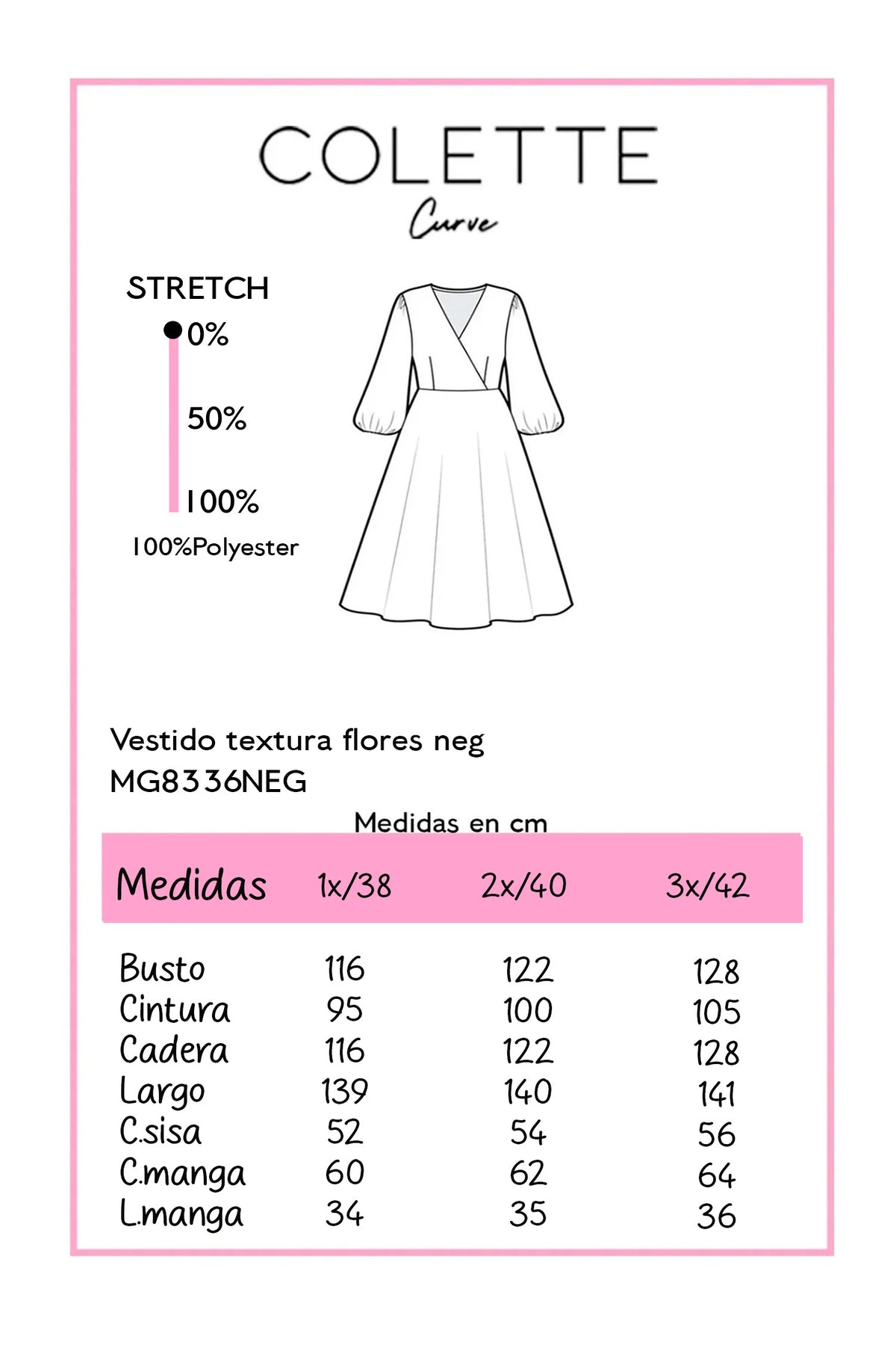 Vestido Curvy Textura Flores Negro