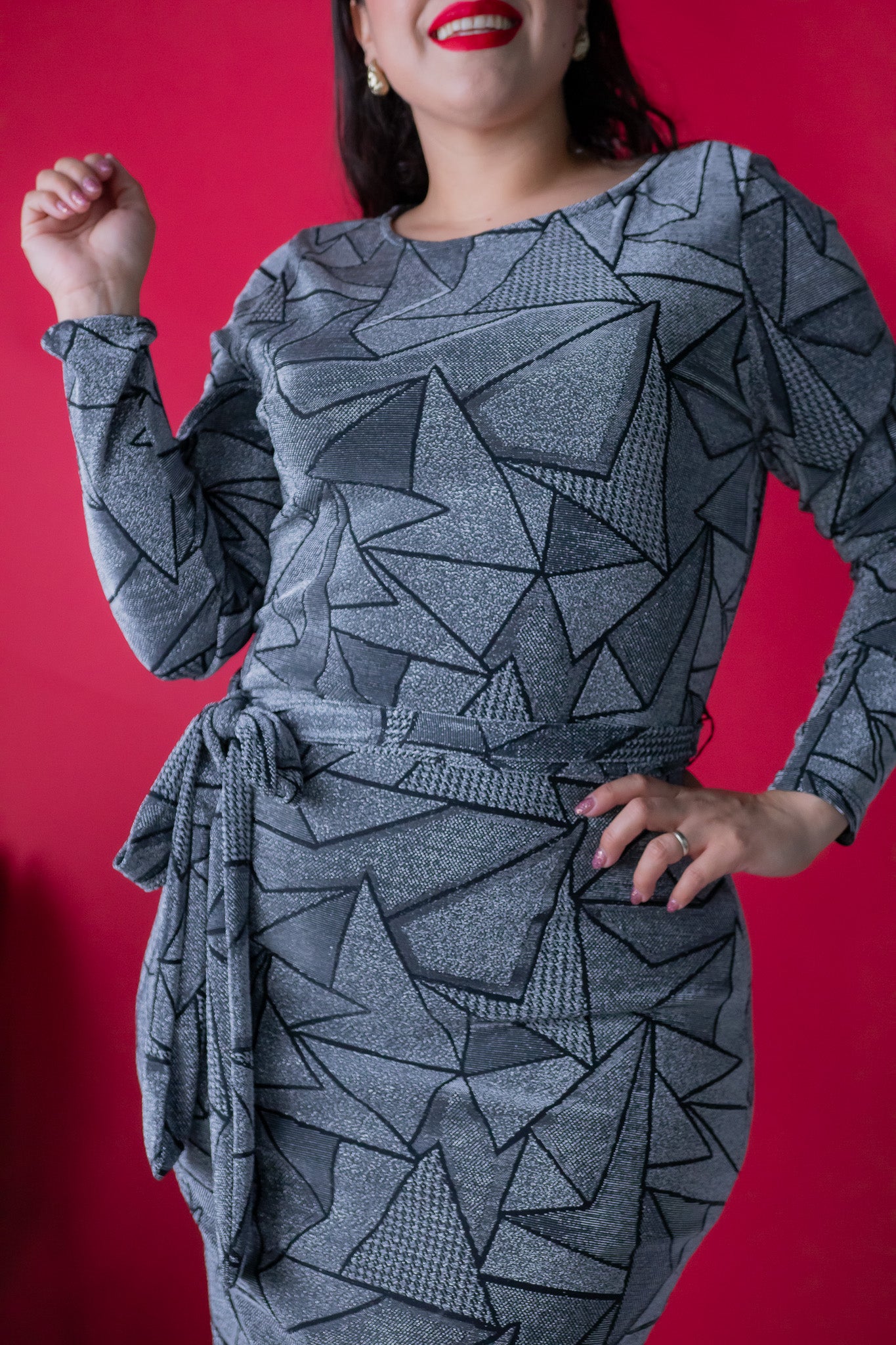 Vestido con Brillos de Estrellas Plata Plus Size para Mujer