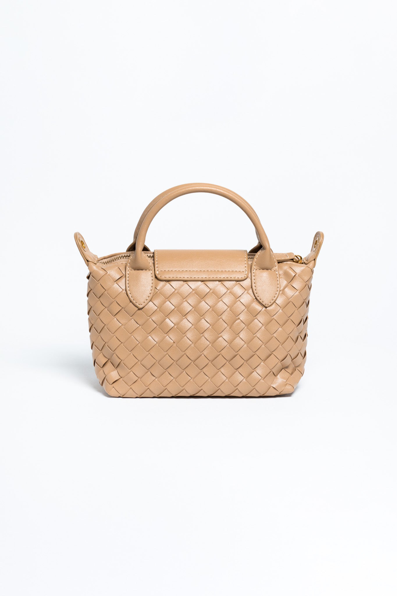 Mini Bolsa de Mano Tejida Café Claro