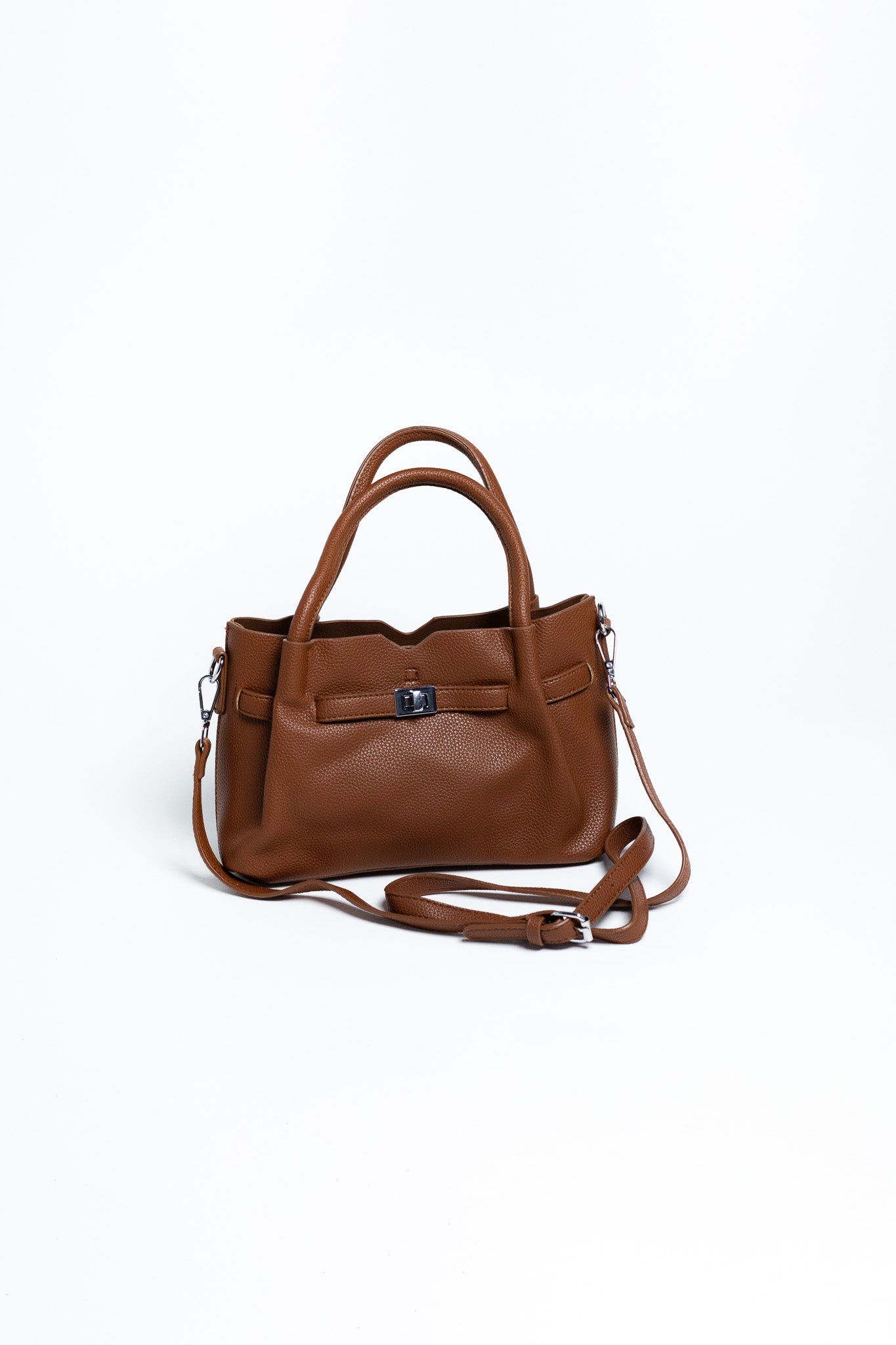 Bolsa Tote Café con Textura Granulada y Cosmetiquera