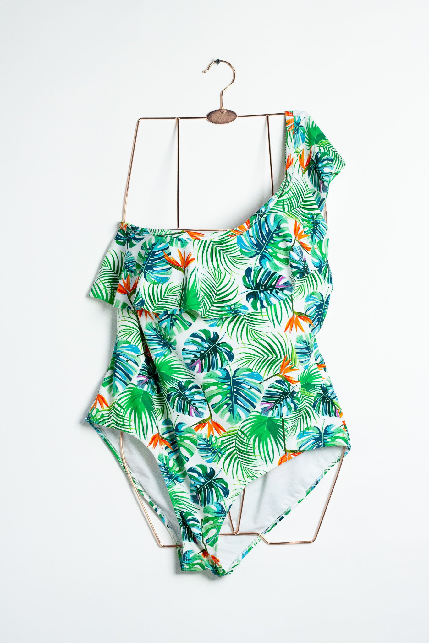 Traje de Baño Plus Size Palmeras Blanco