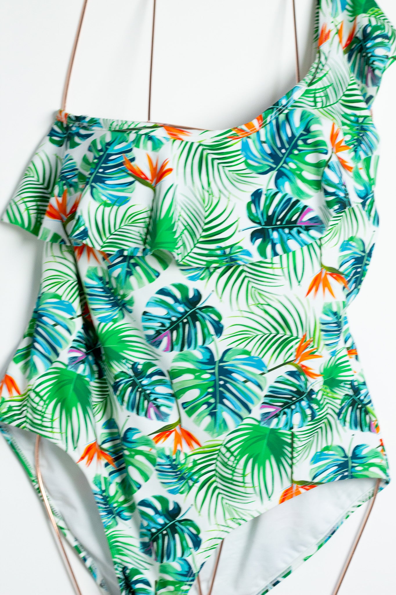 Traje de Baño Plus Size Palmeras Blanco
