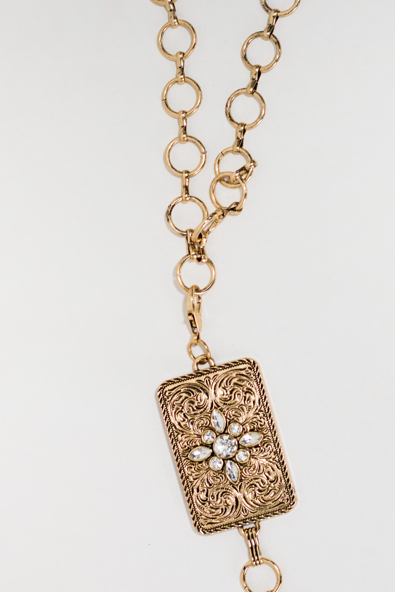 CINTO CADENA RECTANGULOS DORADO