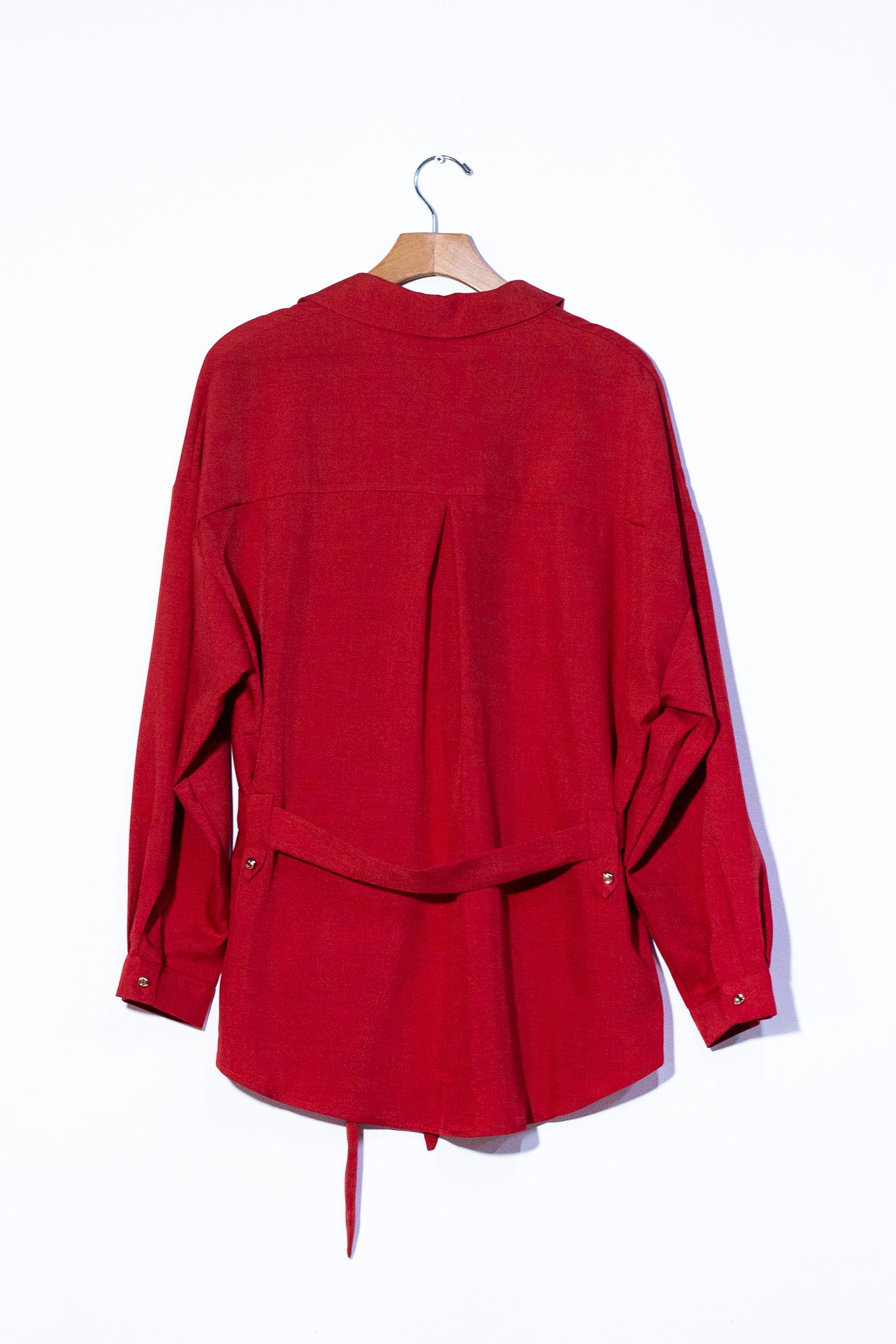 Set pantalon camisa con lazo liso rojo