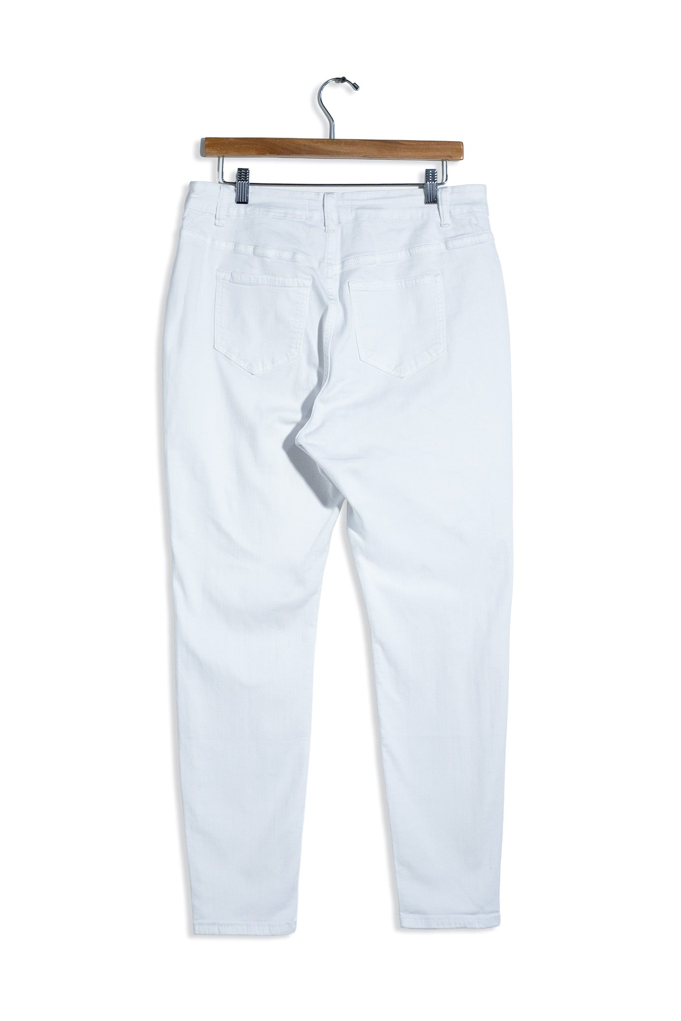 Jeans Curvy Skinny Liso Blanco Stretch Cintura Alta Casual