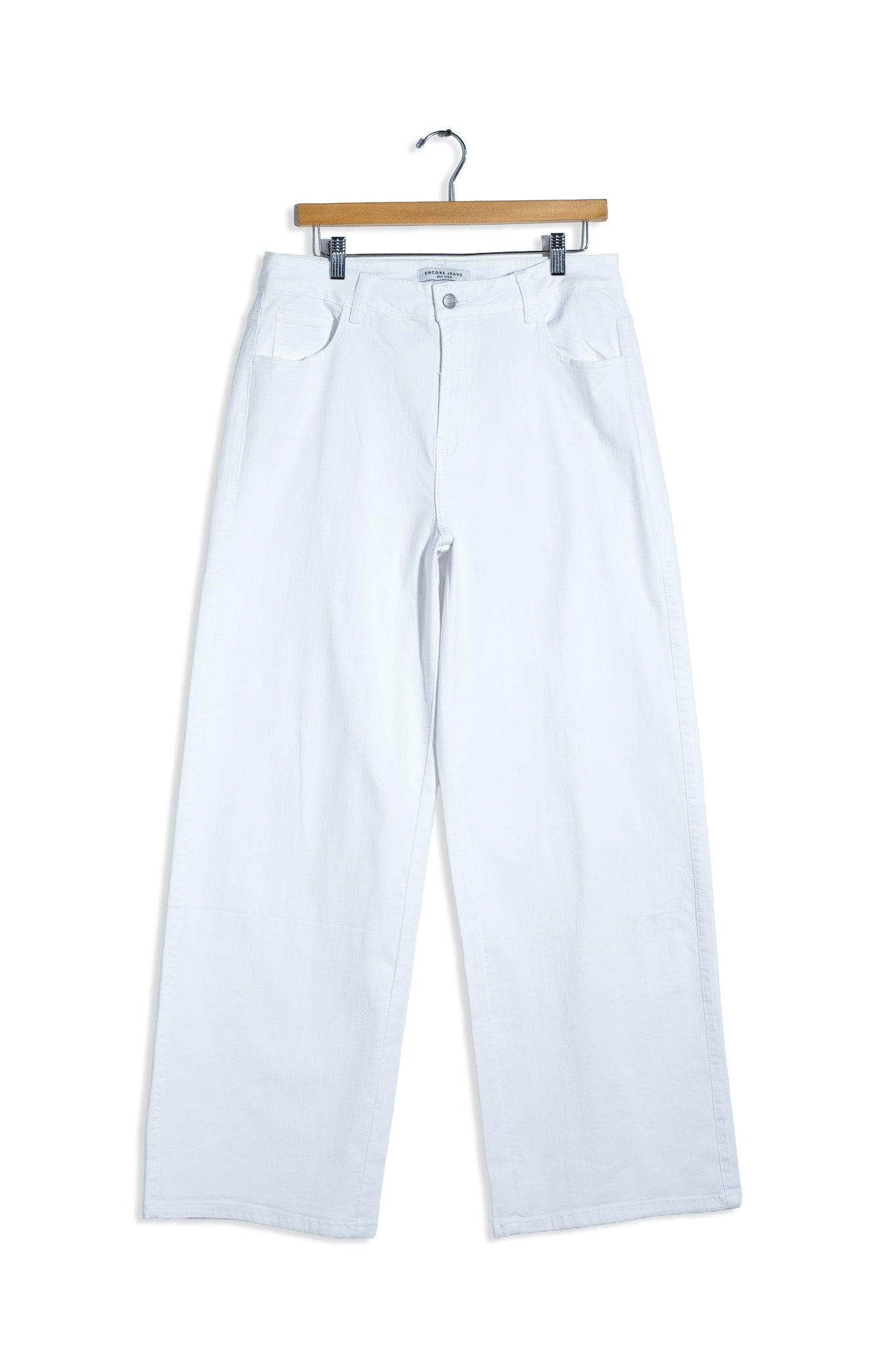 Jeans Wide Leg Liso Blanco Plus Size para Mujer