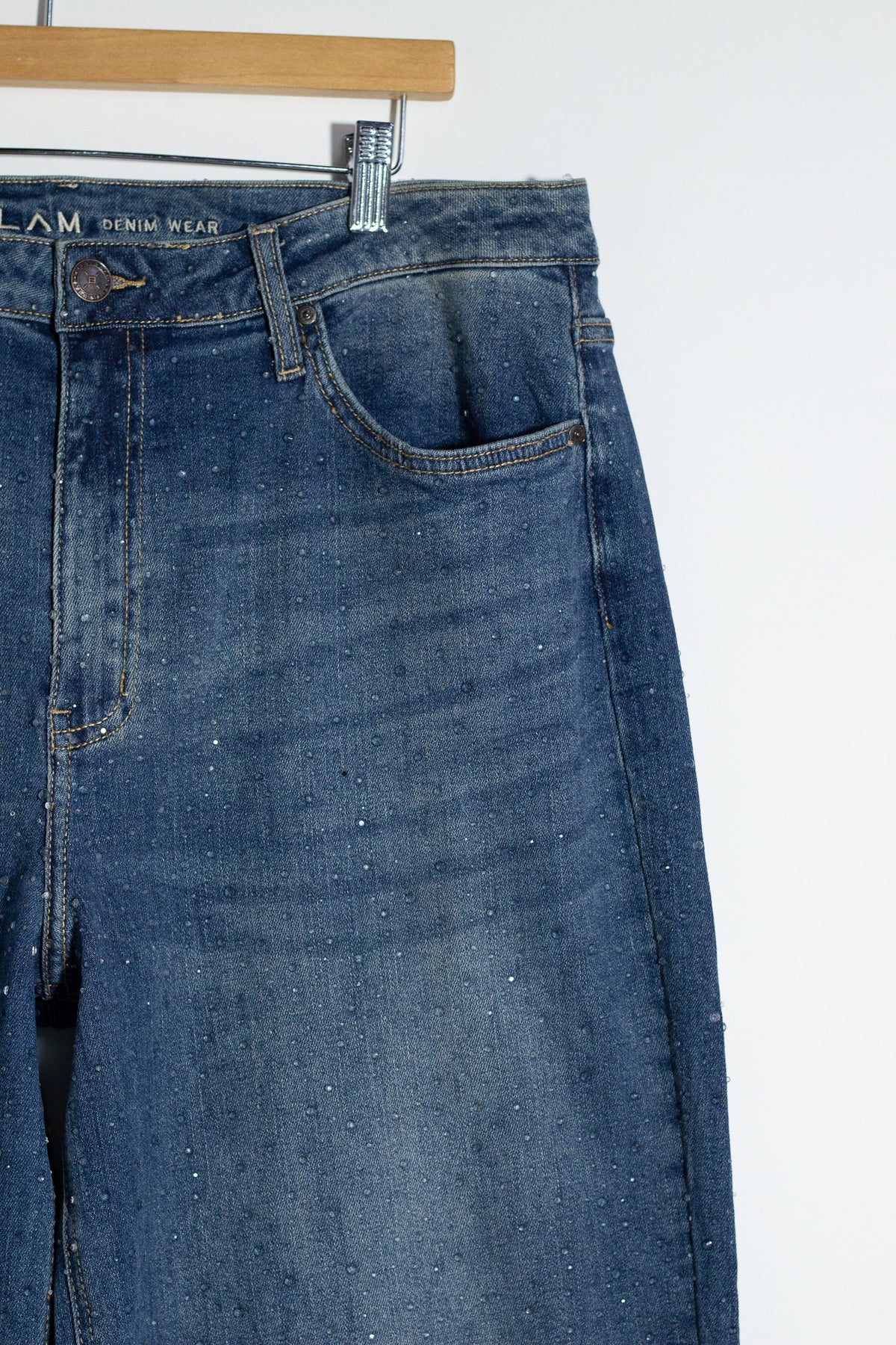 Jeans Recto Brillos Curvy Oscuro