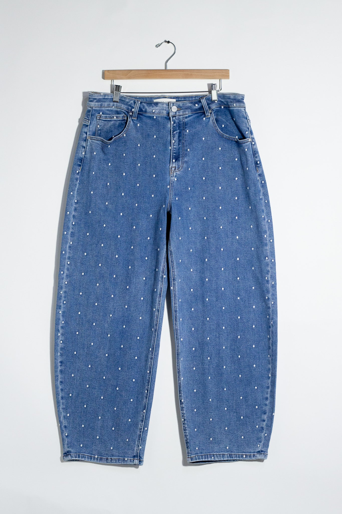 Jeans Crop Barrel Polka Dot Curvy Claro