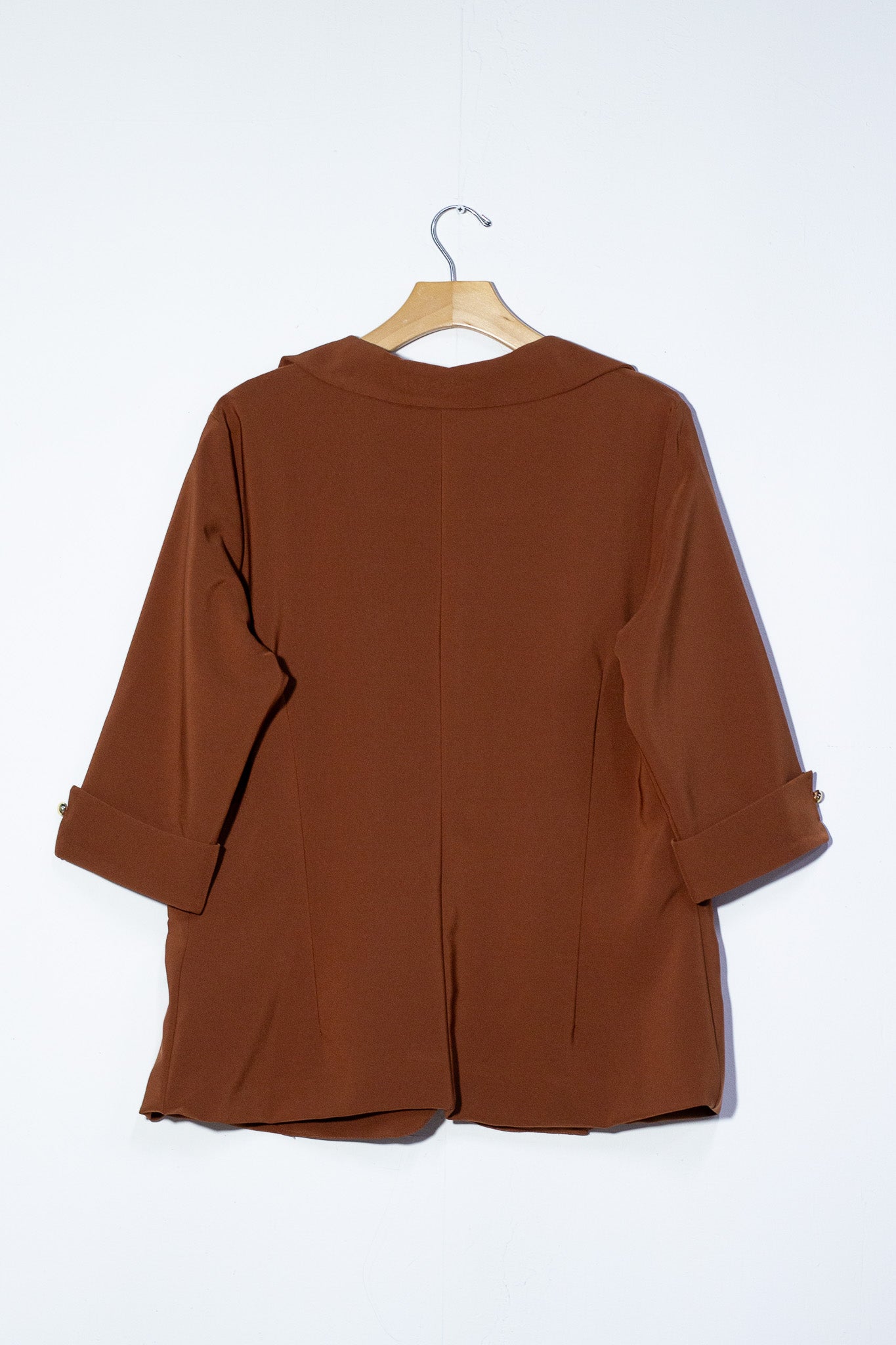 3/4 sleeve blazer, plain mocha