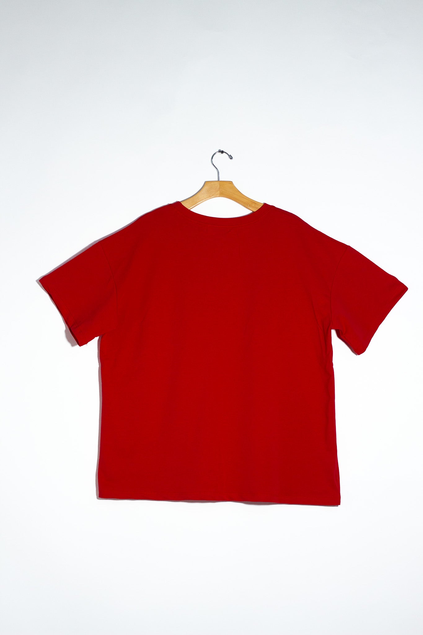 Playera Curvy Oversize Algodón Stretch Beige y Rojo Casual