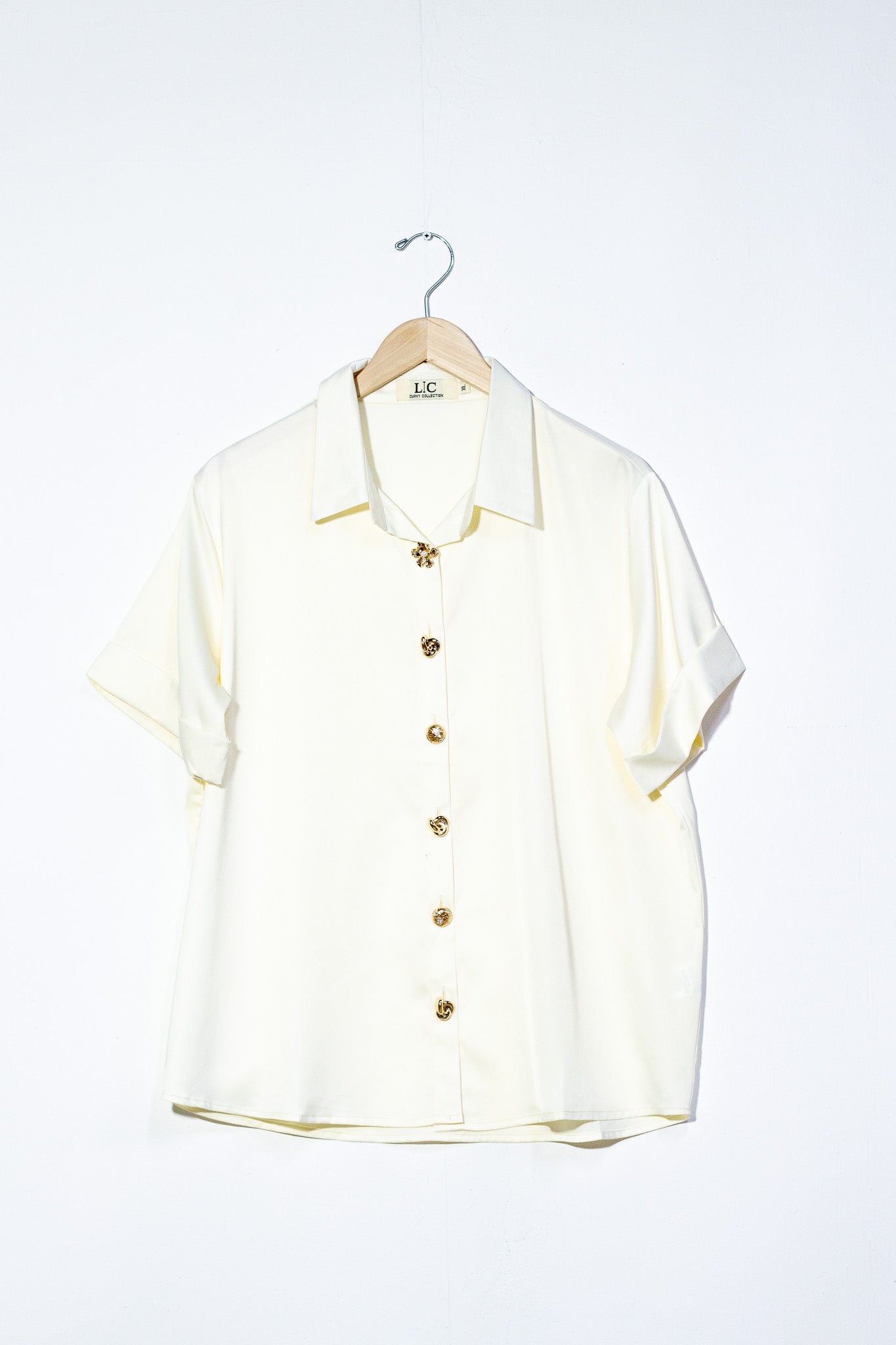 Camisa satin m/corta ivo