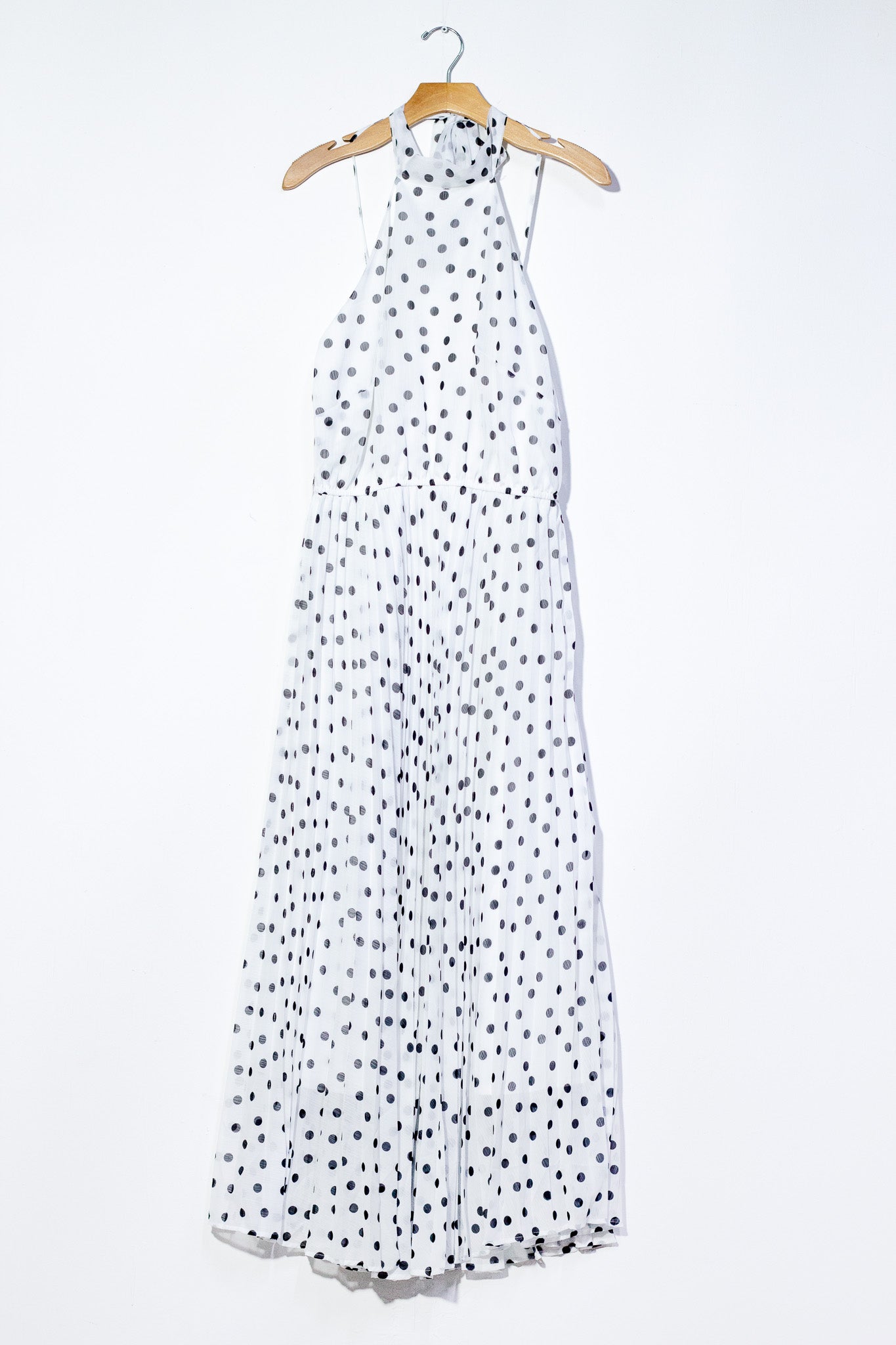 Vestido largo polka halter bco