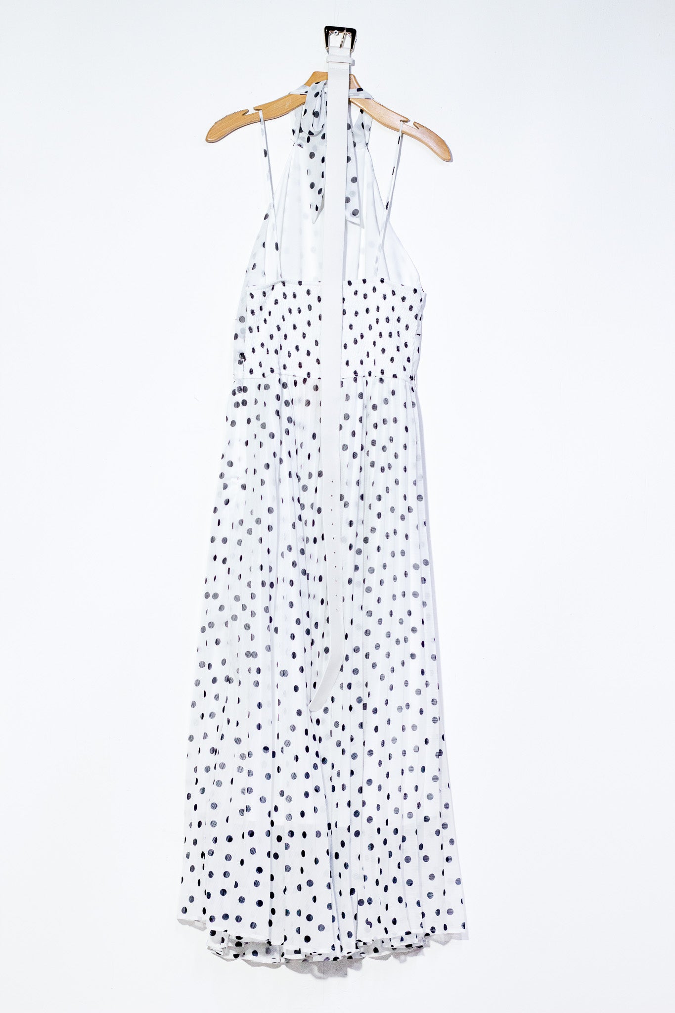 Vestido largo polka halter bco