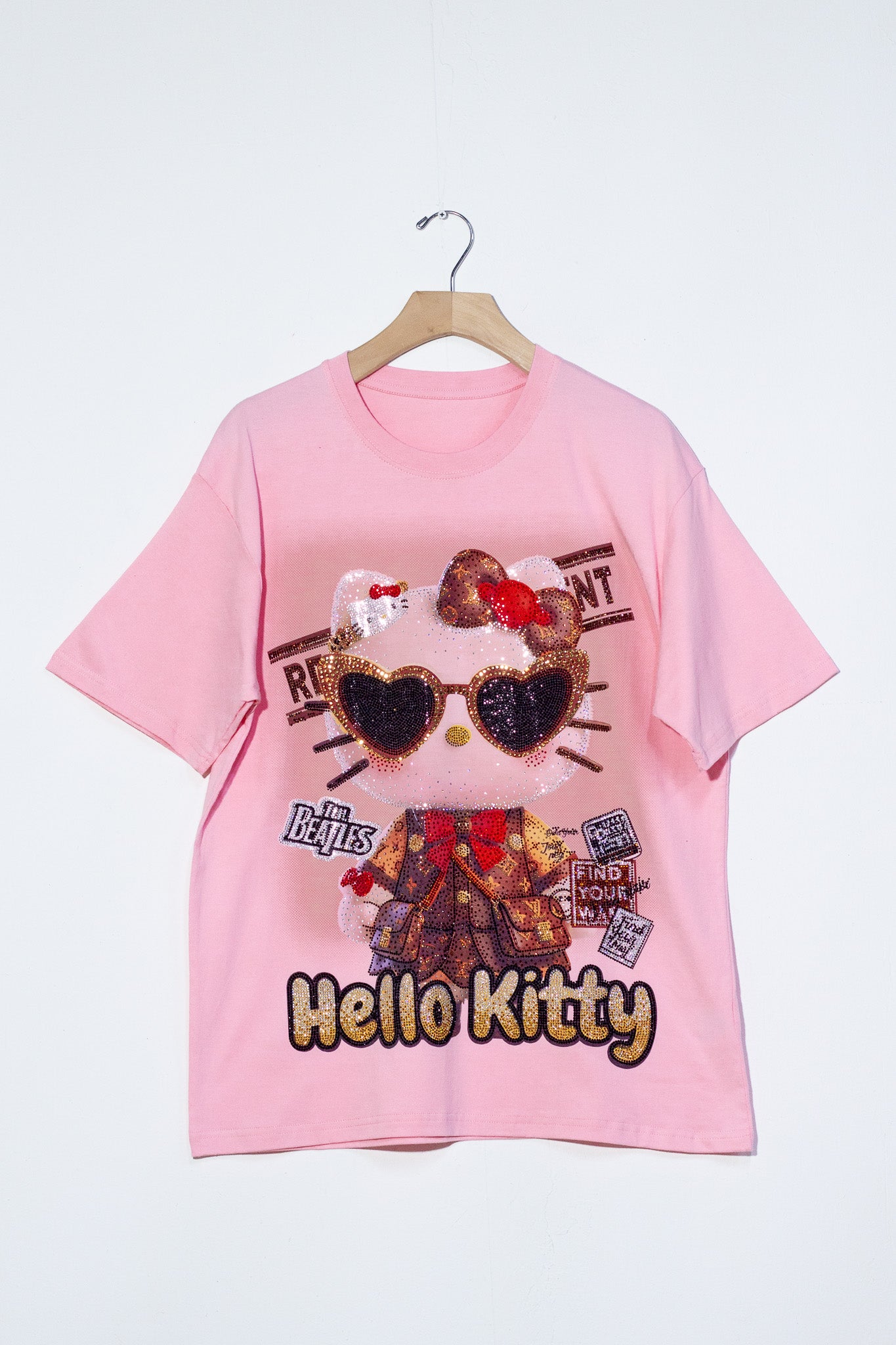 Playera Curvy Hello Kitty con Piedras Rosa Tierna Casual