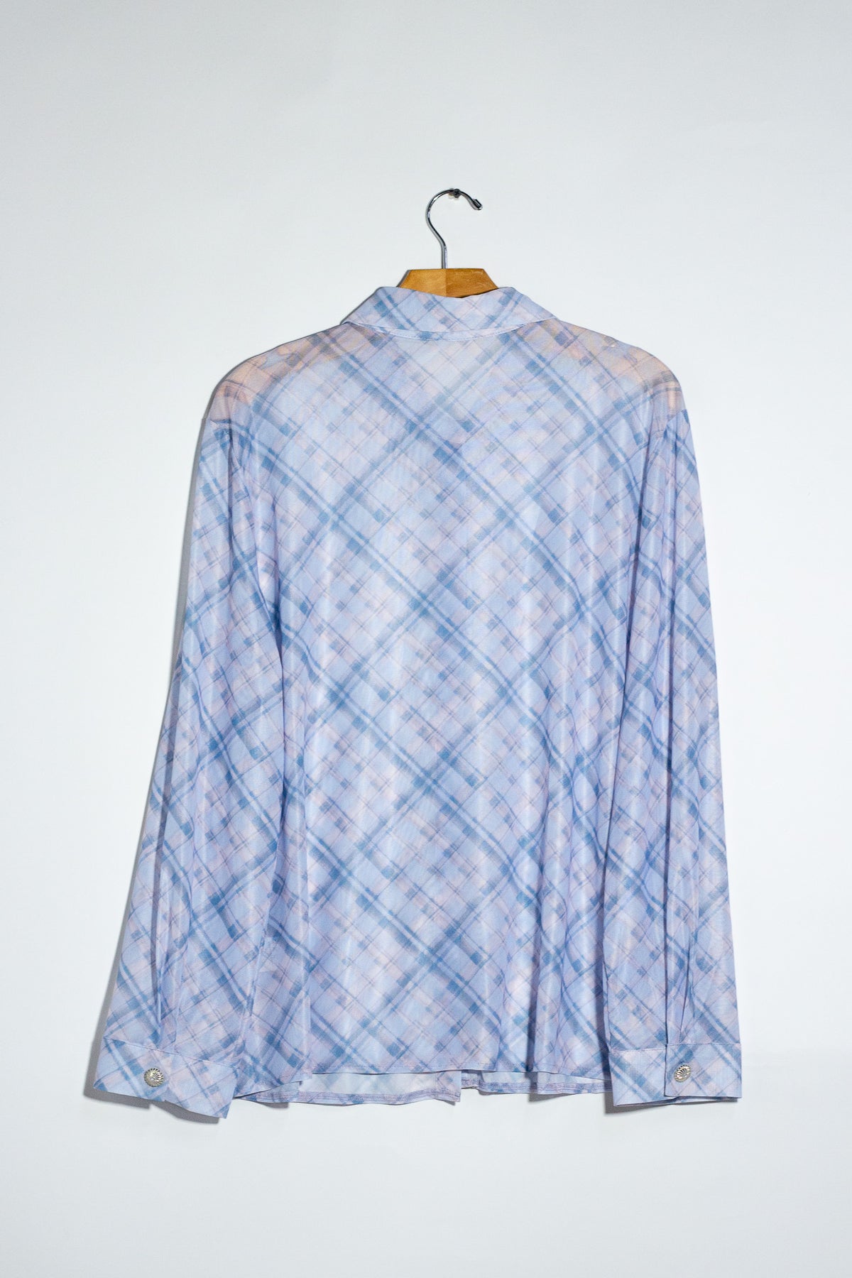 Camisa mesh con cuadros azul
